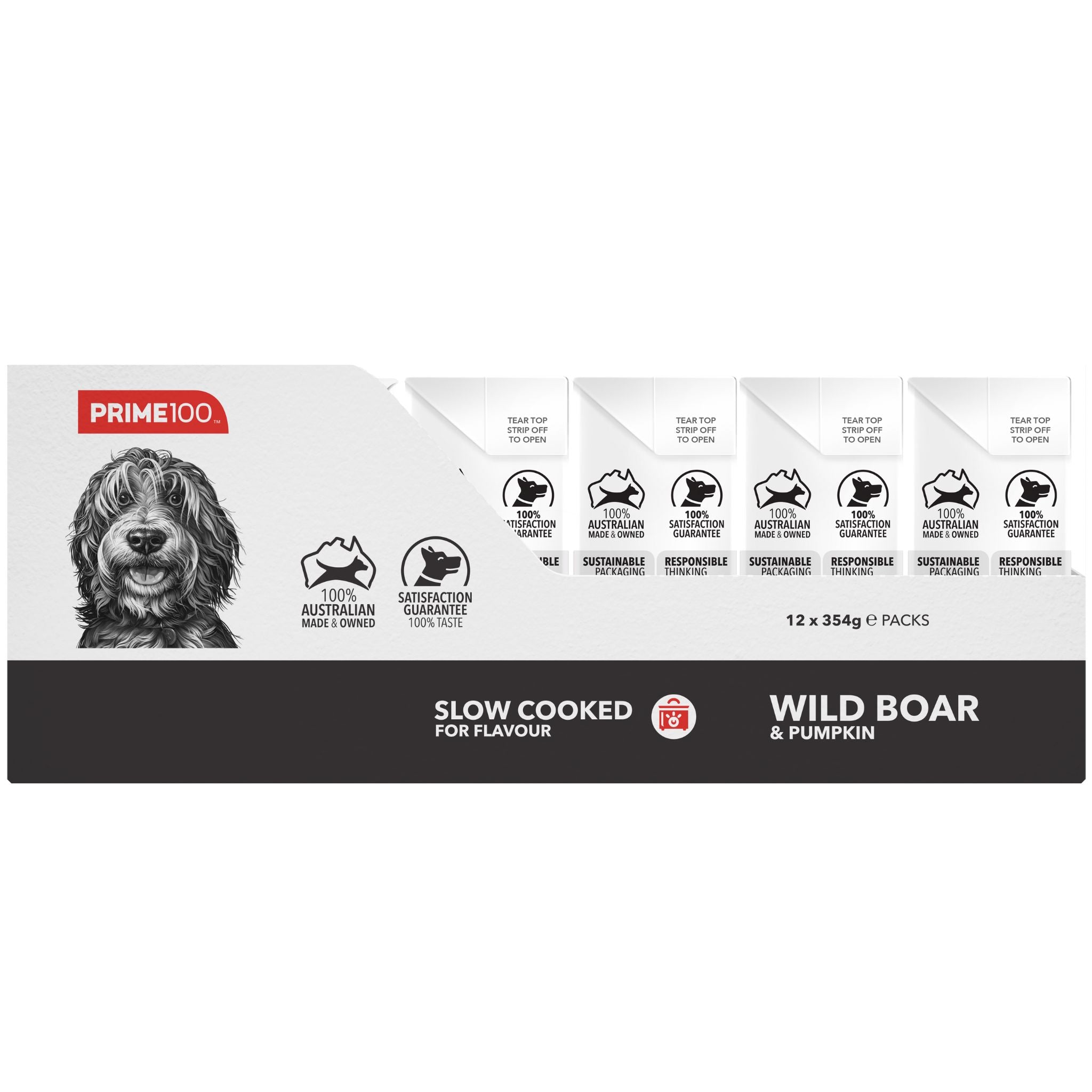 Prime100 SPD Slow Cooked Wet Dog Food Wild Boar & Pumpkin