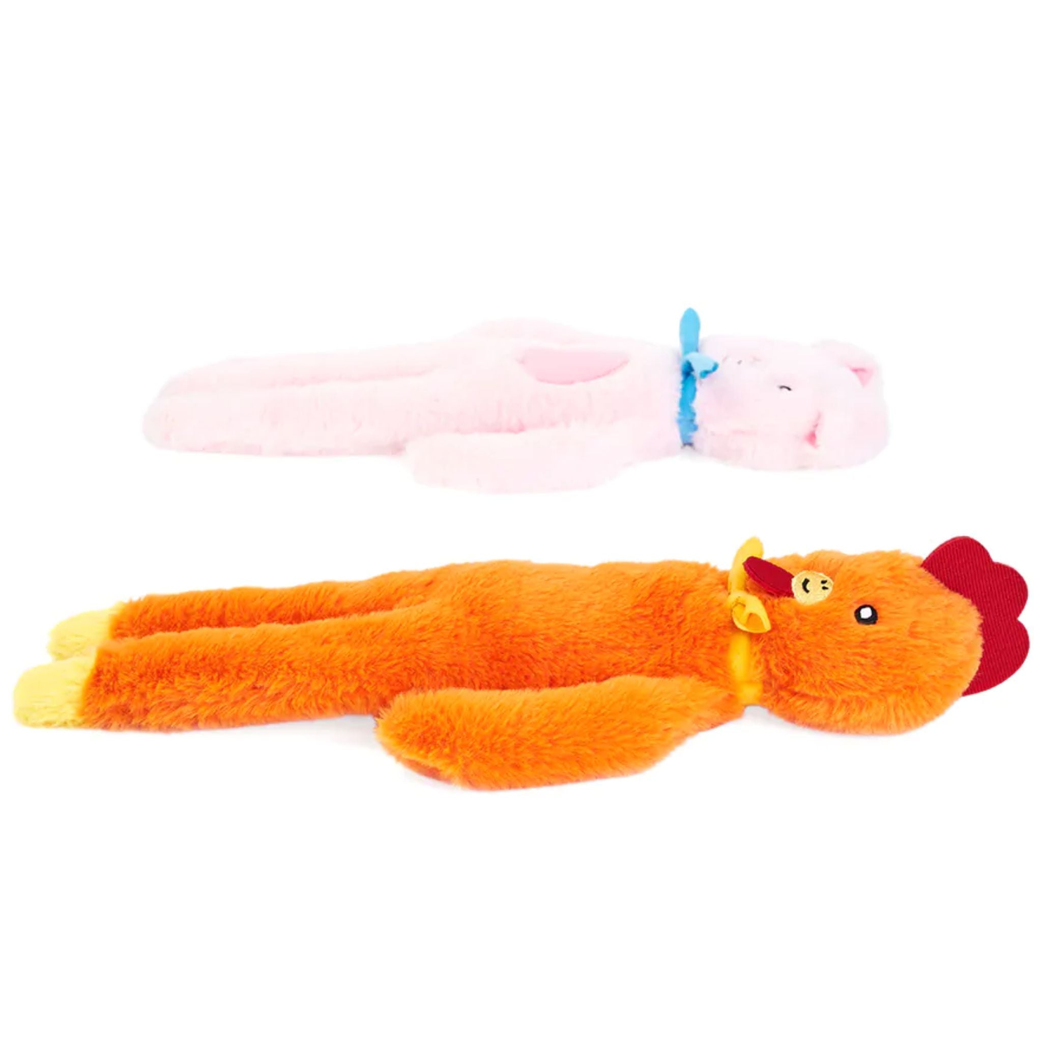Zippy Paws Dog Toys Plush Fluppy Peltz - 2 Pack Chicken & Pig