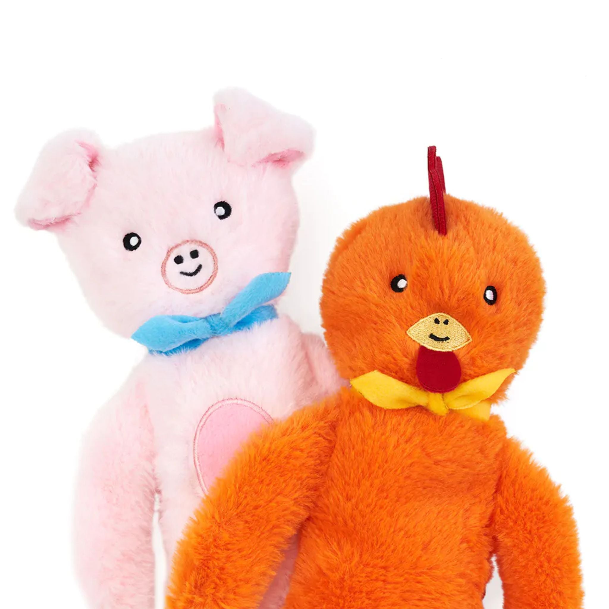 Zippy Paws Dog Toys Plush Fluppy Peltz - 2 Pack Chicken & Pig