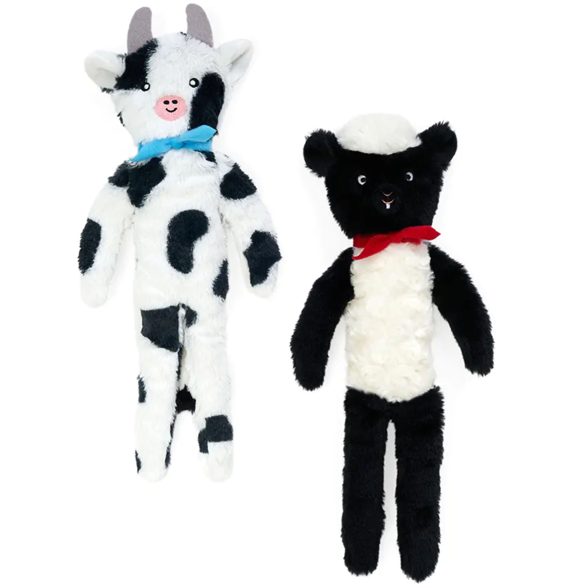 Zippy Paws Dog Toys Plush Fluppy Peltz - 2 Pack Sheep & Cow