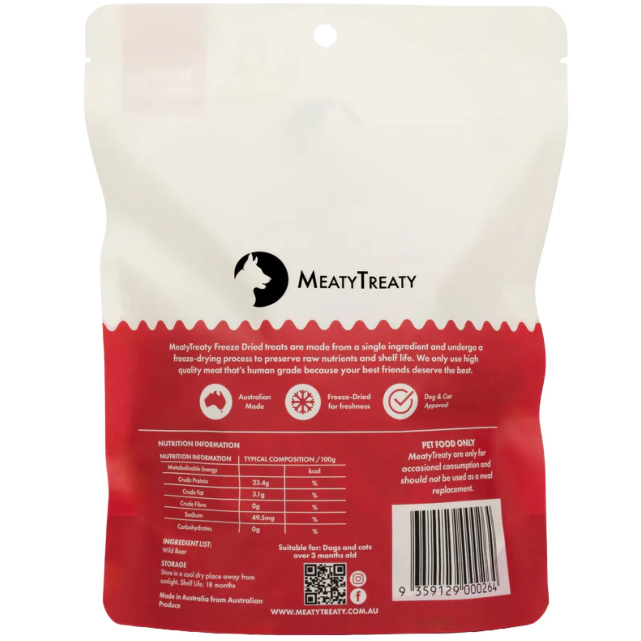 Meaty Treaty Freeze Dried Wild Boar Cat & Dog Treats