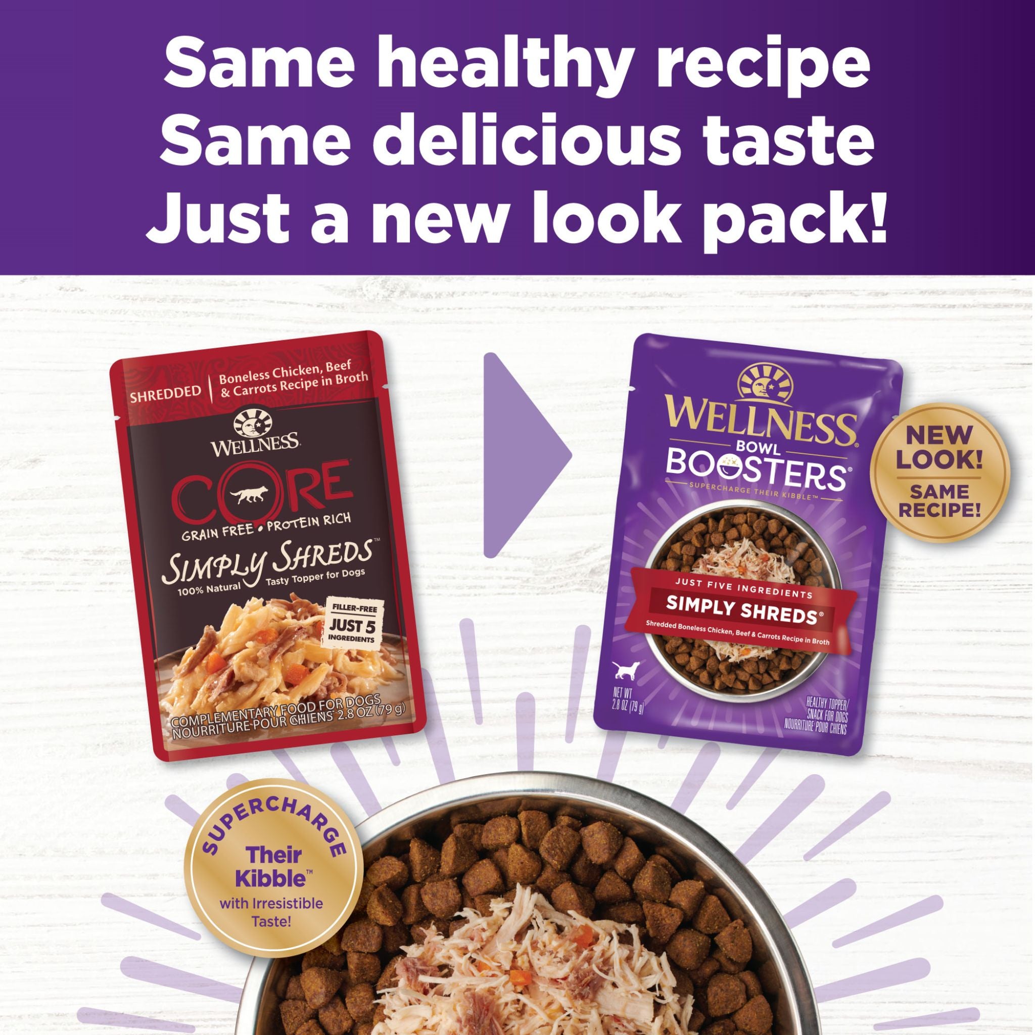 Wellness Core Wet Dog Food Simply Shreds Shredded Boneless Chicken, Beef & Carrots