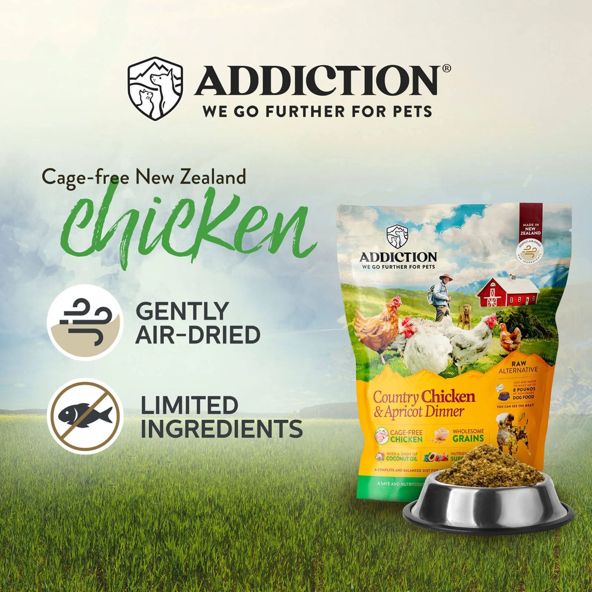 ADDICTION Country Chicken & Apricot Raw Alternative Dog Food