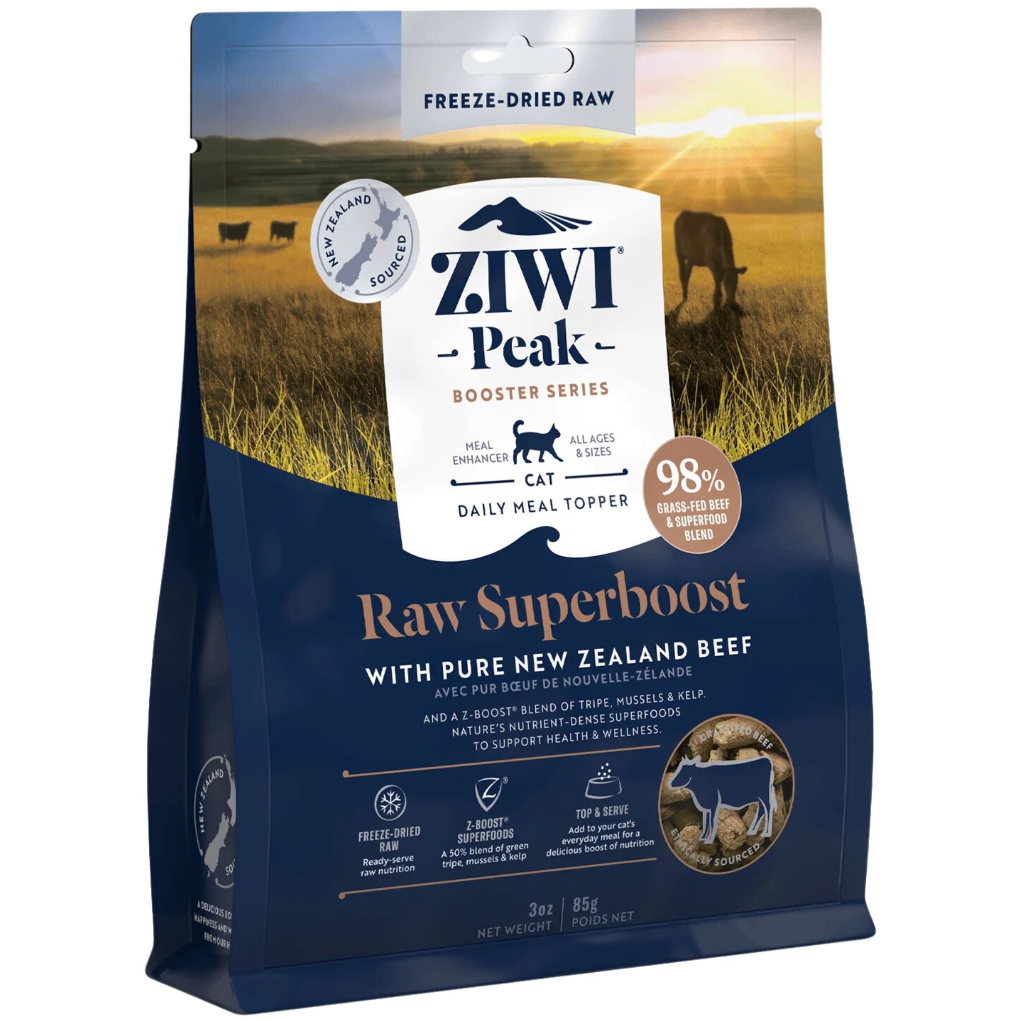 ZIWI Peak Freeze Dried Cat Boosters Raw Superboost - Beef 85g | PeekAPaw Pet Supplies