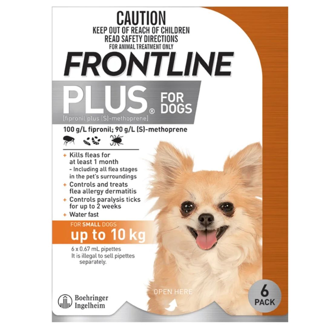 Frontline Plus for Dogs - 6 Pack (0-10kg) | PeekAPaw Pet Supplies
