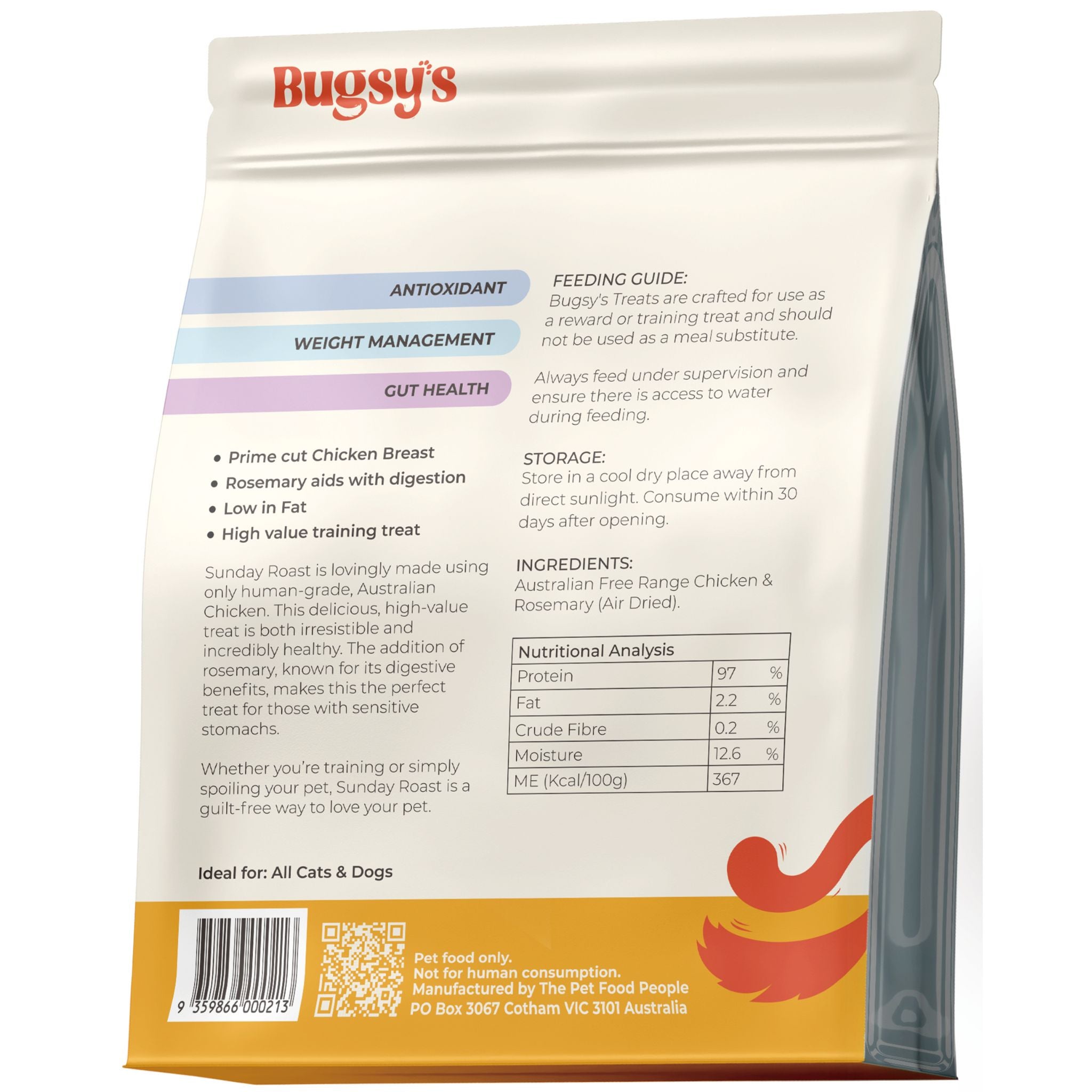 Bugsy's Air Dried Chicken & Rosemary Pet Treats