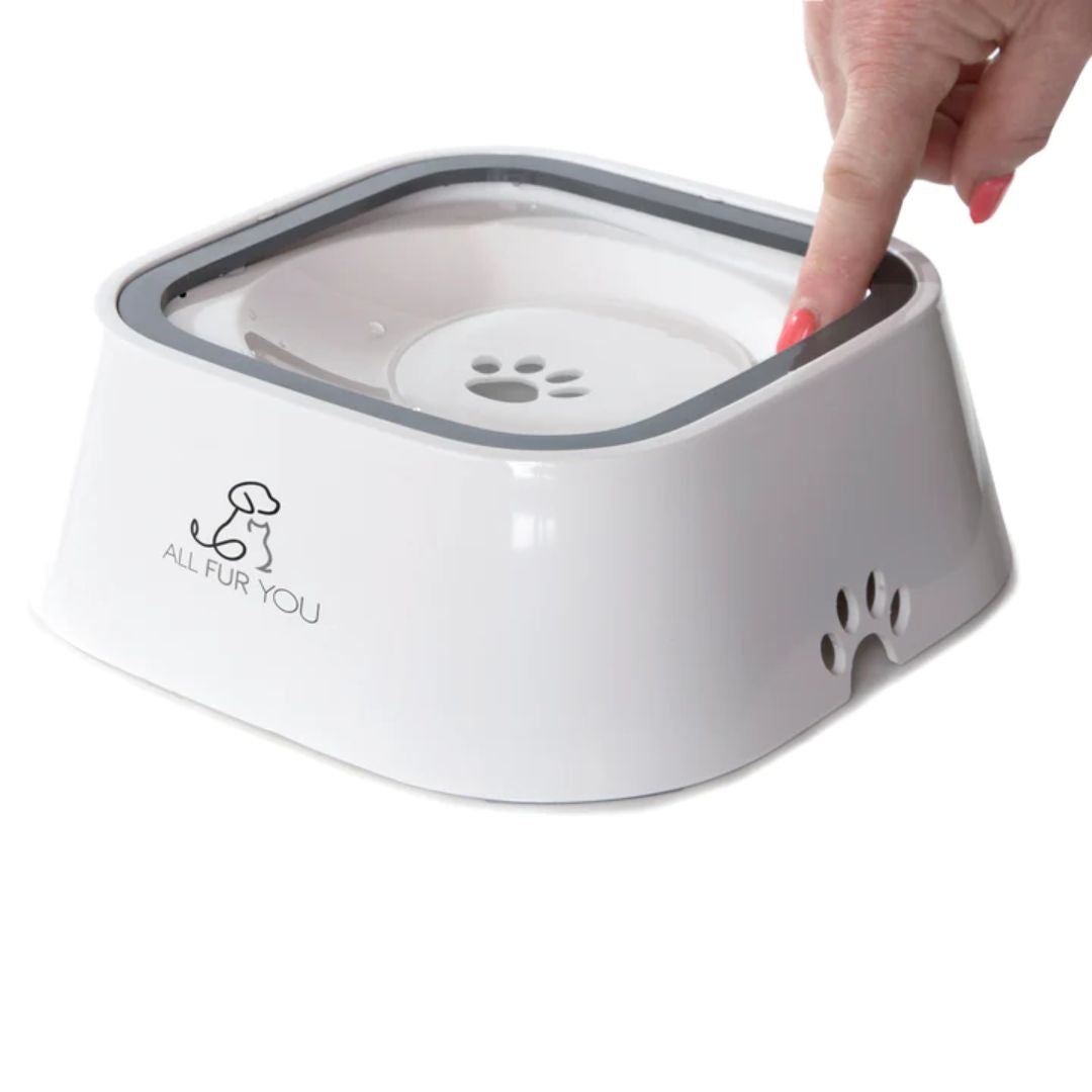 All Fur You Spill Proof Dog Bowl - 1L White | PeekAPaw Pet Supplies