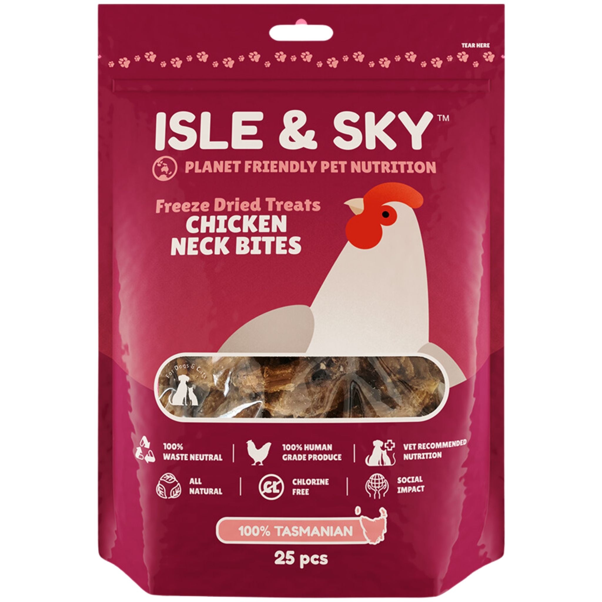 Isle and Sky Freeze Dried Pet Treats Chicken Neck Bites