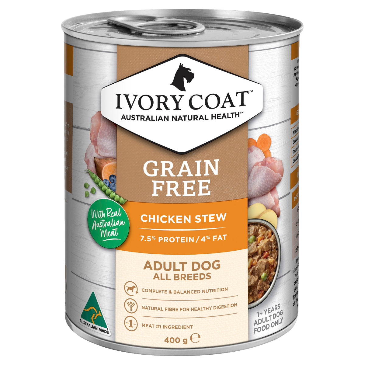 Ivory Coat Grain Free Chicken Stew adult wet dog food, 400g can