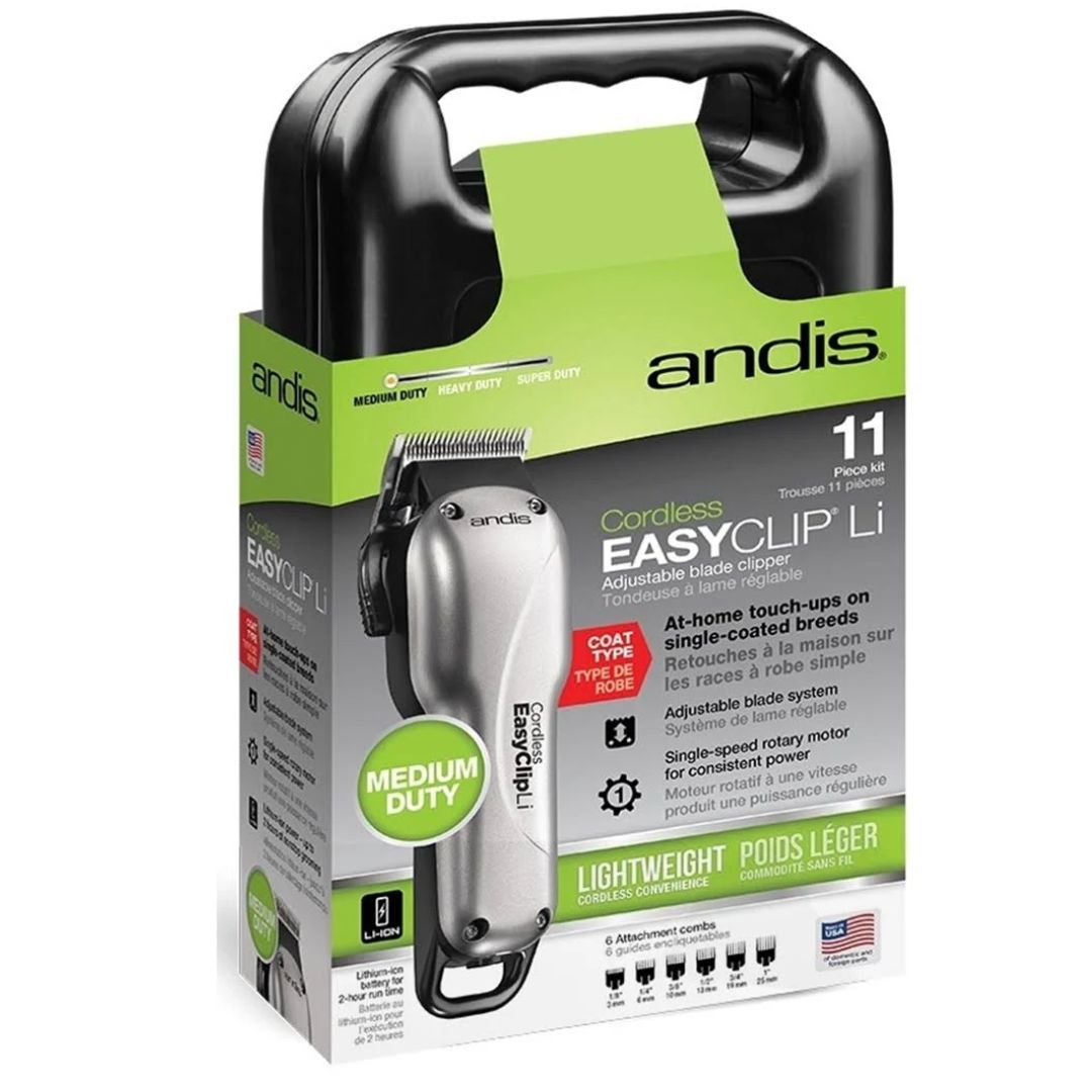 Andis Pet Grooming Clipper EasyClip Li Cord Cordless - Silver | PeekAPaw Pet Supplies