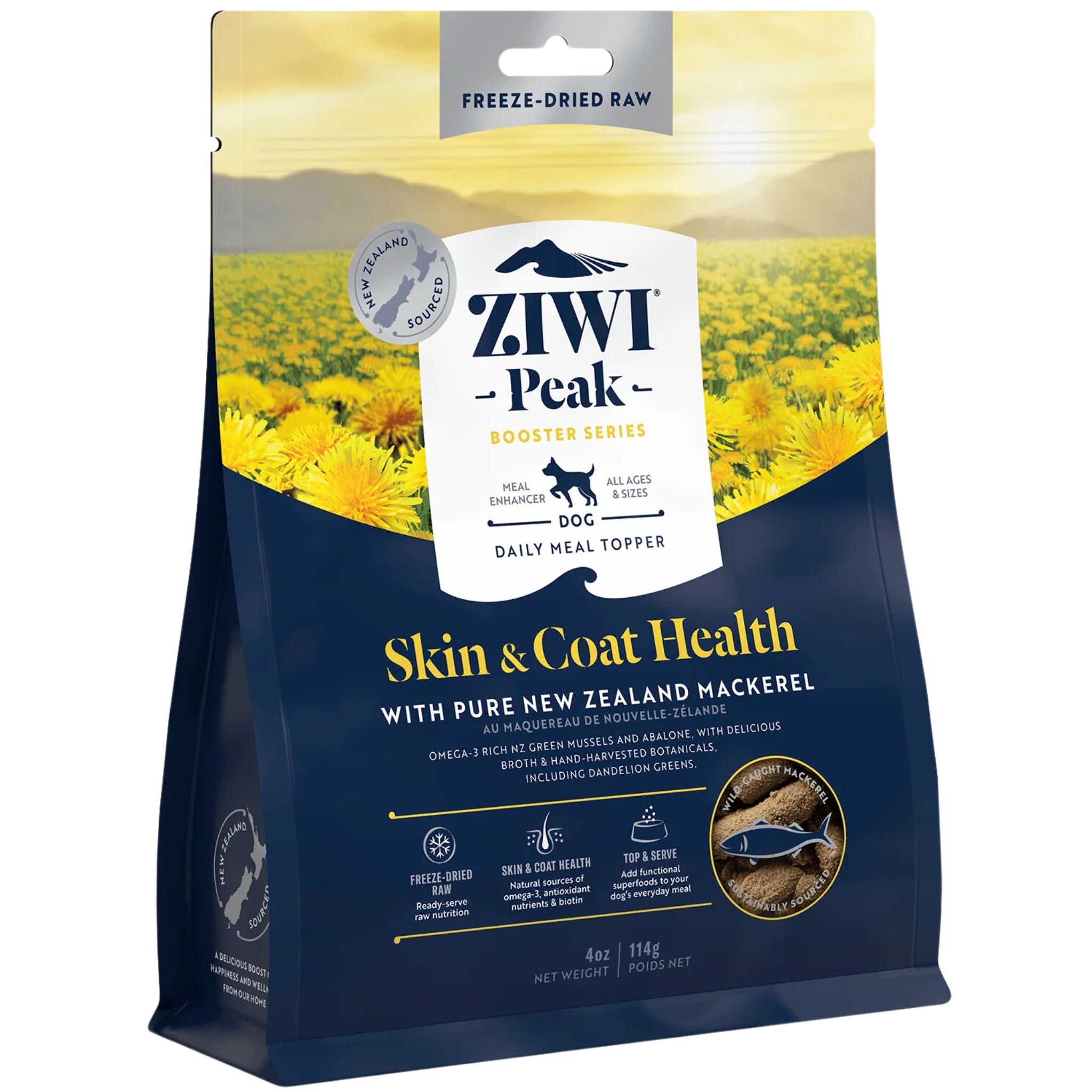 ZIWI Peak Freeze Dried Dog Boosters Skin & Coat Health - Mackerel 114g | PeekAPaw Pet Supplies