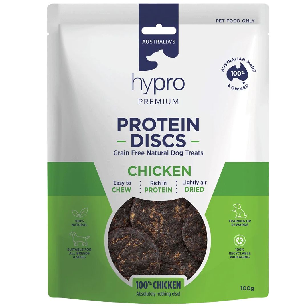 Hypro Premium Dog Treats Protein Discs Chicken - 100g | PeekAPaw Pet Supplies