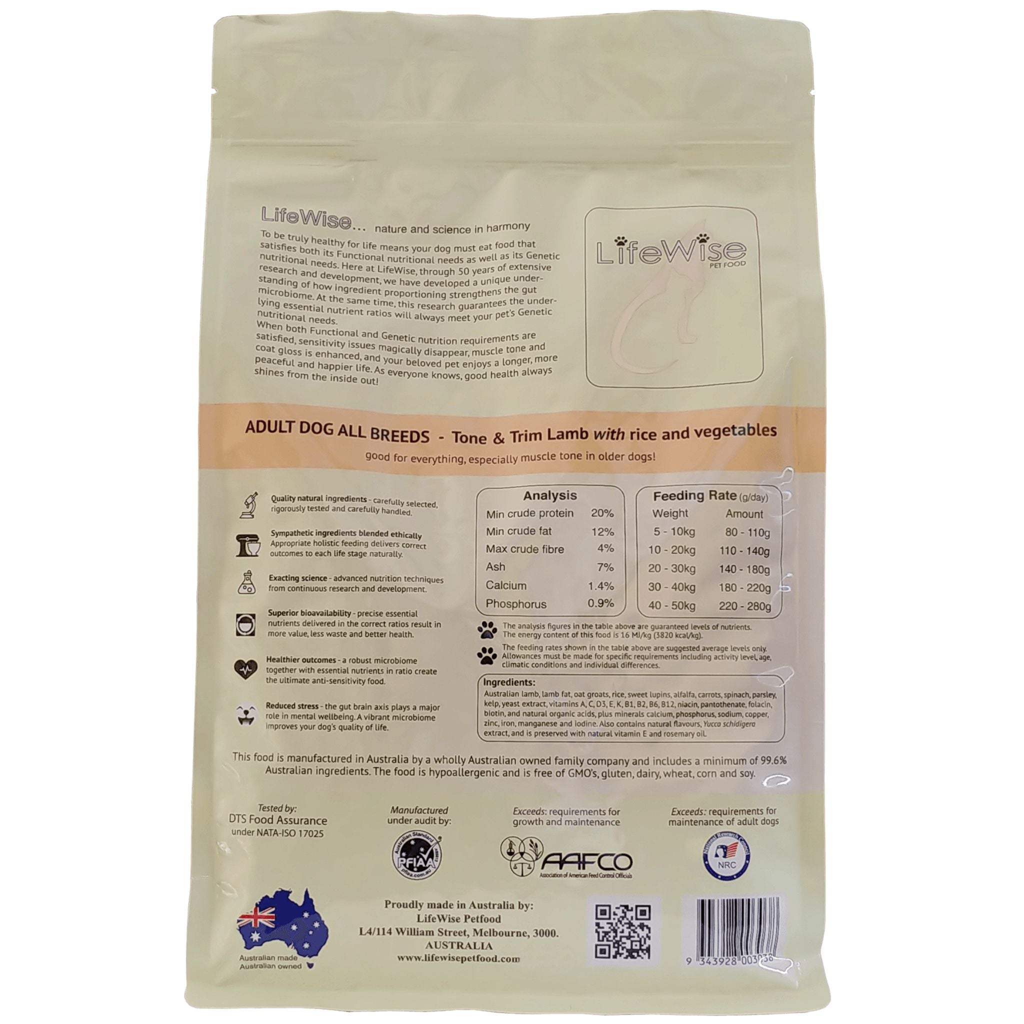LifeWise Dry Dog Food Tone & Trim Lamb 2.5kg | PeekAPaw Pet Supplies