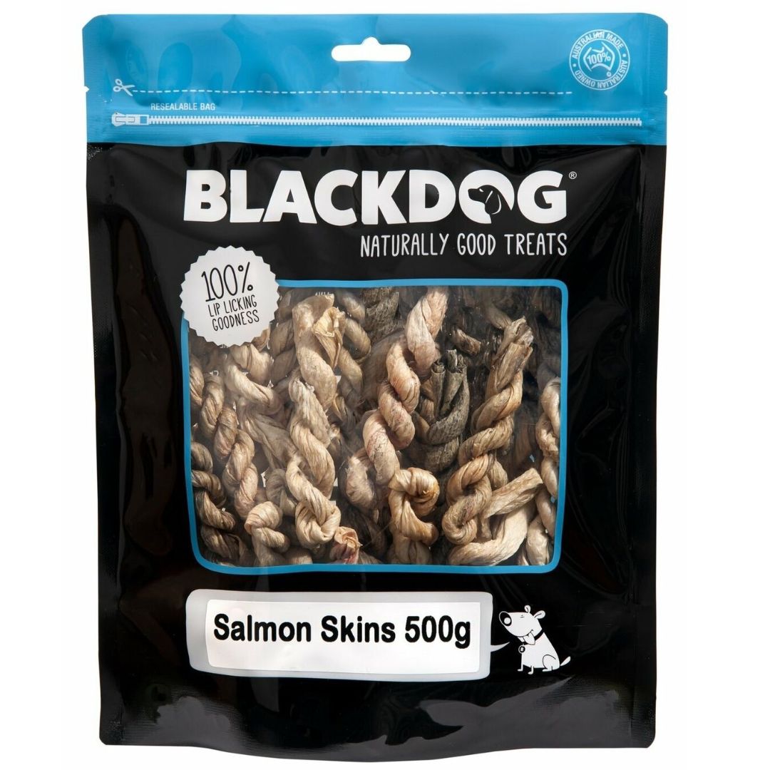 Blackdog Salmon Skins Dog Treats - 500g | PeekAPaw Pet Supplies