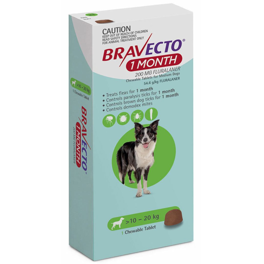 Bravecto 1 Month Chew for Dogs - Very Small Dog(10-20kg) | PeekAPaw Pet Supplies