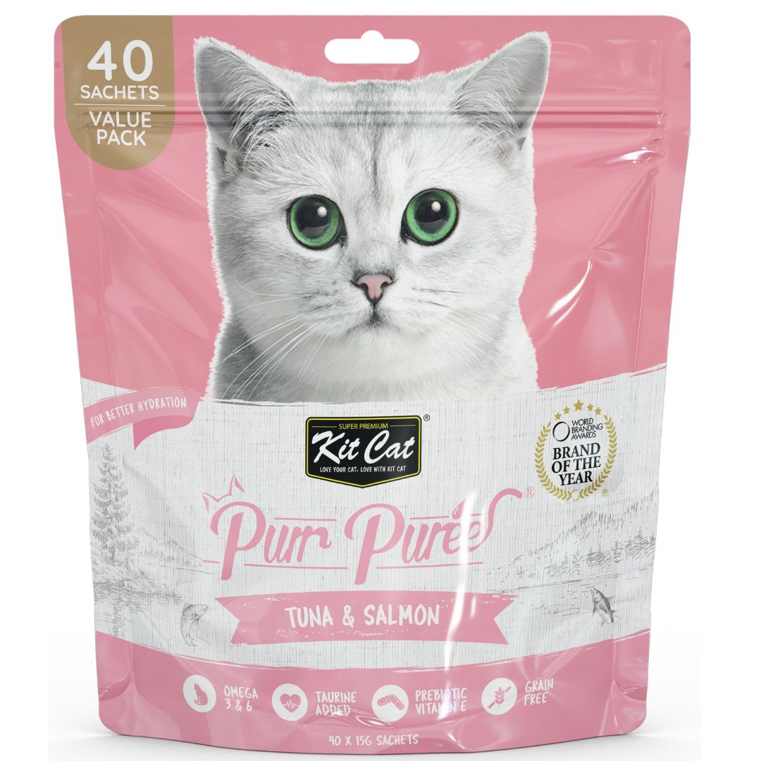 Kit Cat Purr Puree Cat Treats Tuna & Salmon - 15g x 40 | PeekAPaw Pet Supplies