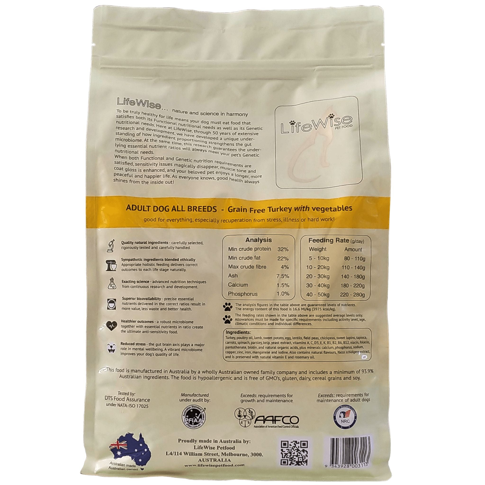 LifeWise Dry Dog Food Turkey with Vegetable 2.5kg | PeekAPaw Pet Supplies