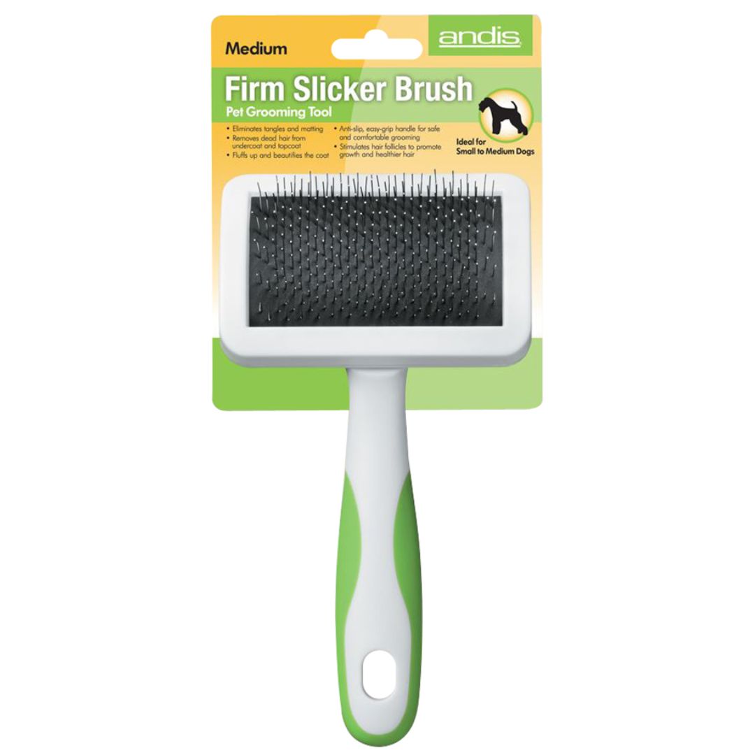 Andis Pet Grooming Firm Slicker Brush White Lime Green - Large | PeekAPaw Pet Supplies