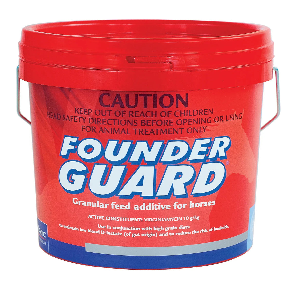 Virbac FounderGuard laminitis feed additive for horses 5kg – front of bucket