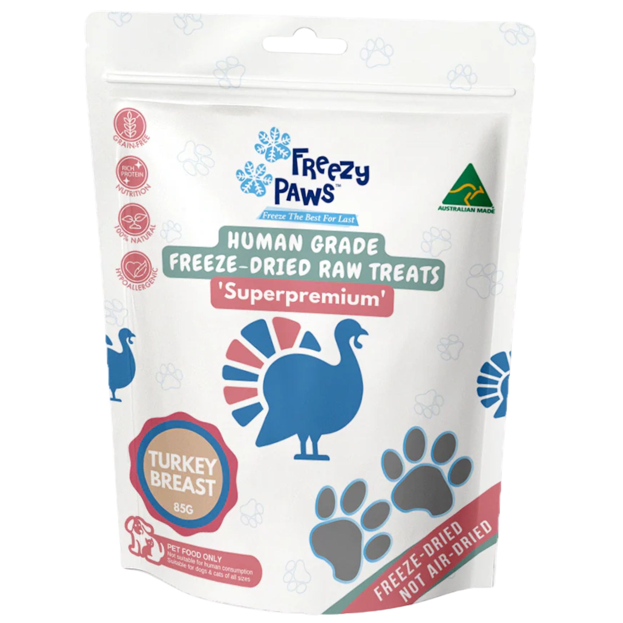 Freezy Paws Freeze Dried Turkey Breast Pet Treats for Dogs & Cats