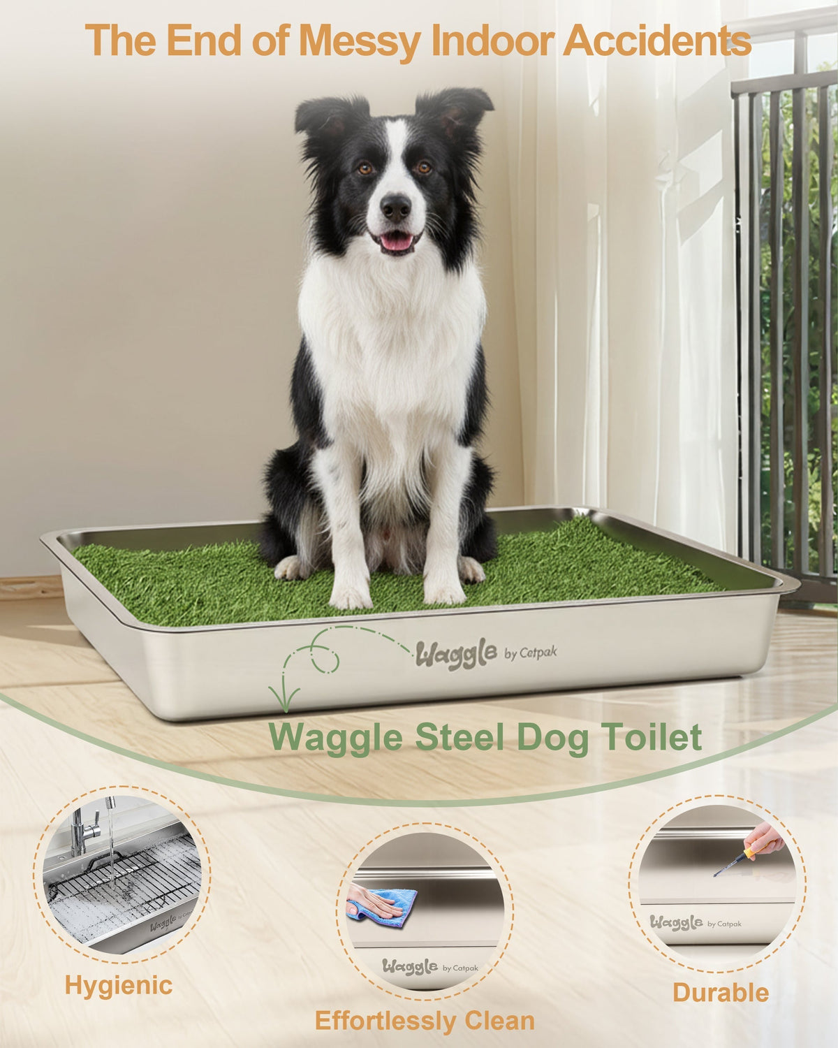 CatPak Waggle Stainless Steel Dog Toilet - view 2