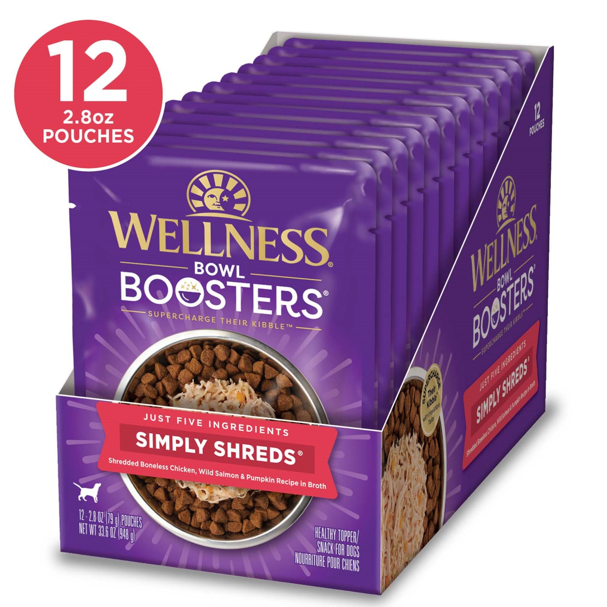Wellness Core Wet Dog Food Simply Shreds Shredded Boneless Chicken, Wild Salmon & Pumpkin