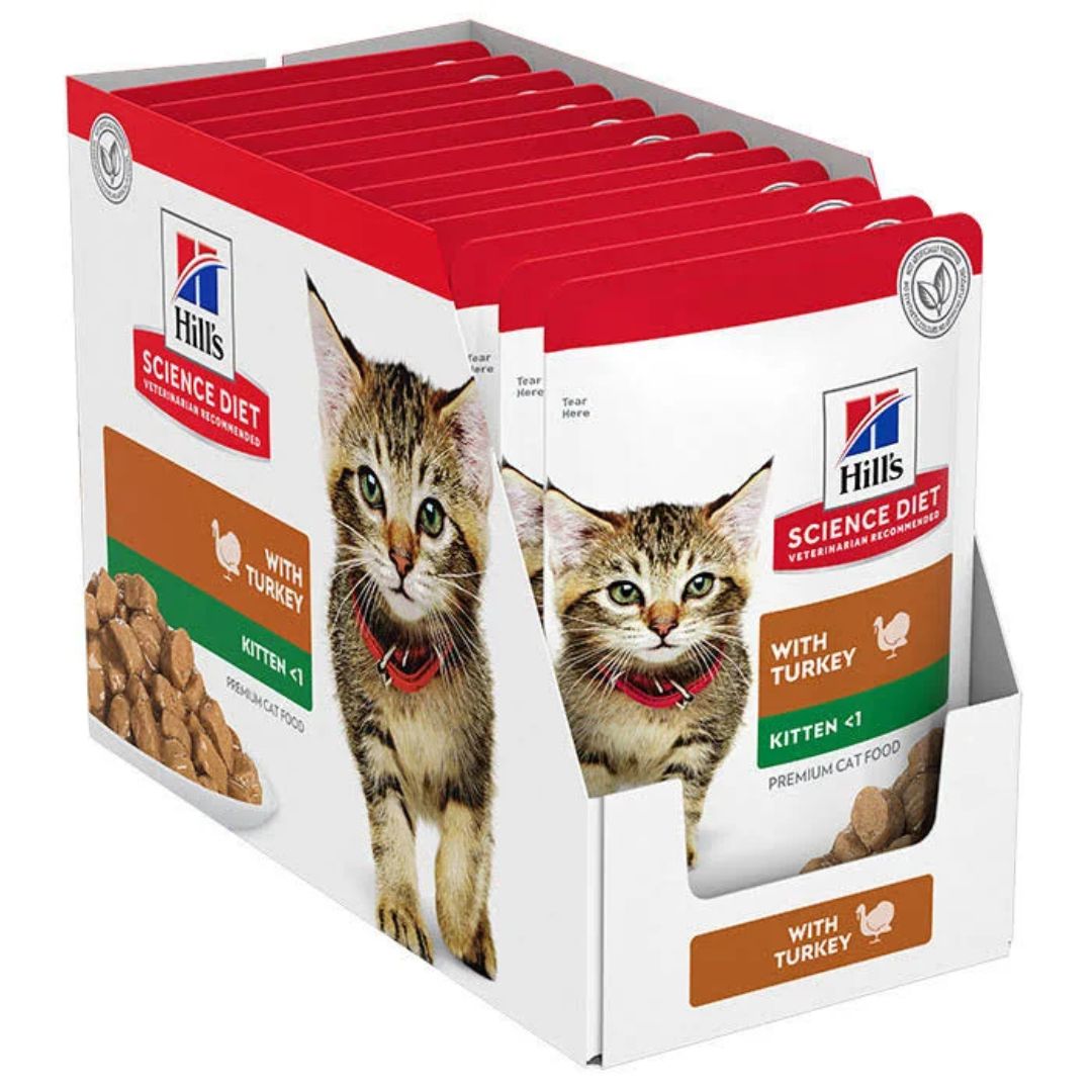 Hill's Science Diet Cat Food in Pouches Kitten with Turkey | PeekAPaw Pet Supplies