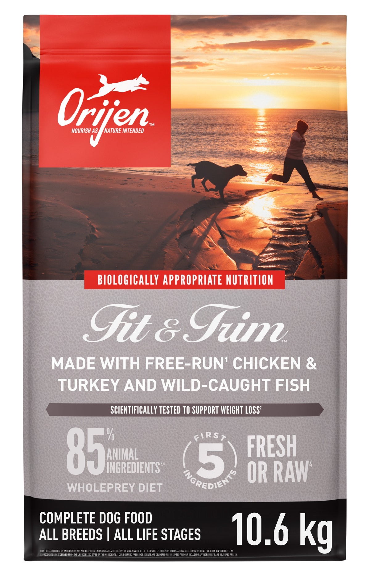 ORIJEN Fit & Trim dry dog food 10.6kg – front of bag