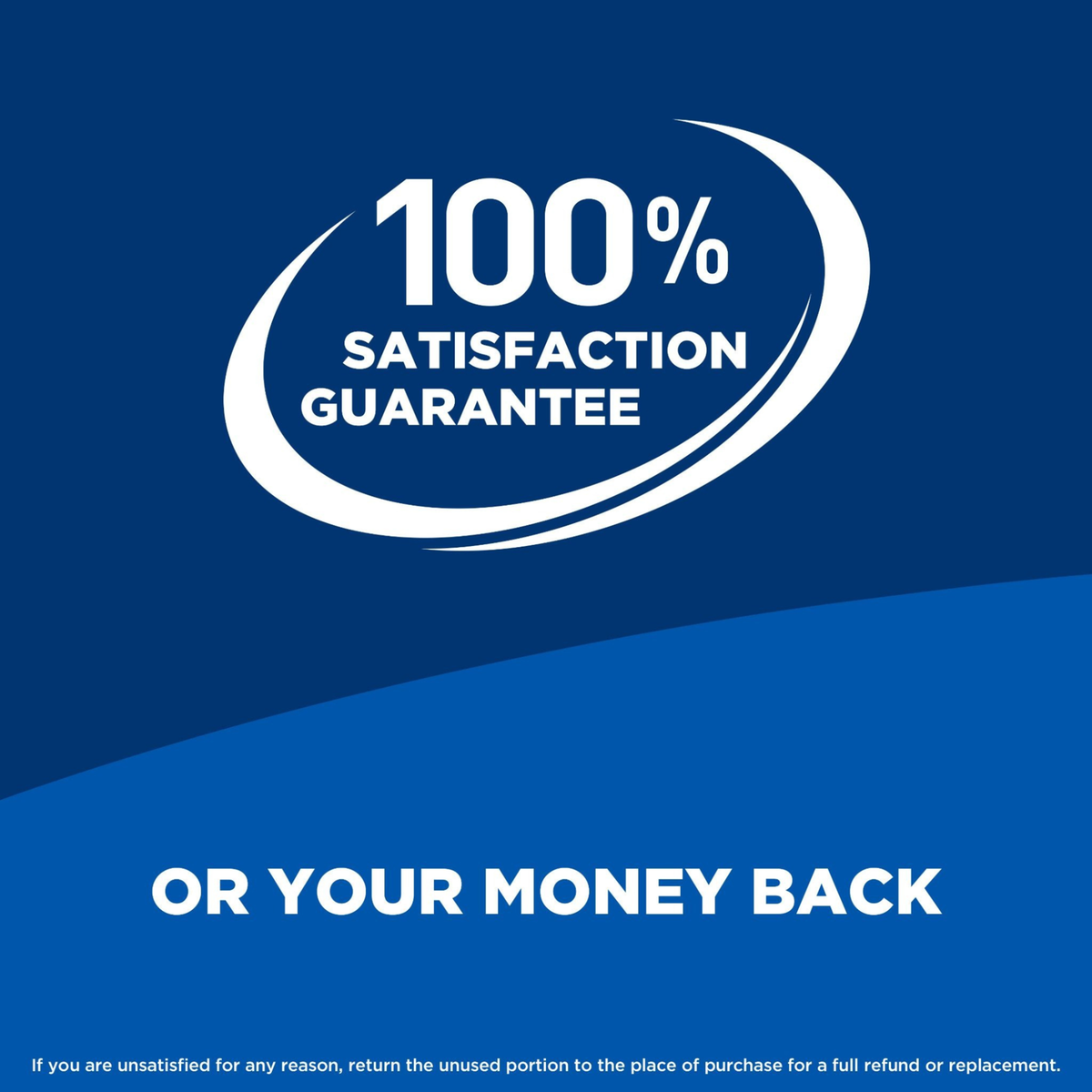 Hill's 100% satisfaction promise graphic, or your money back