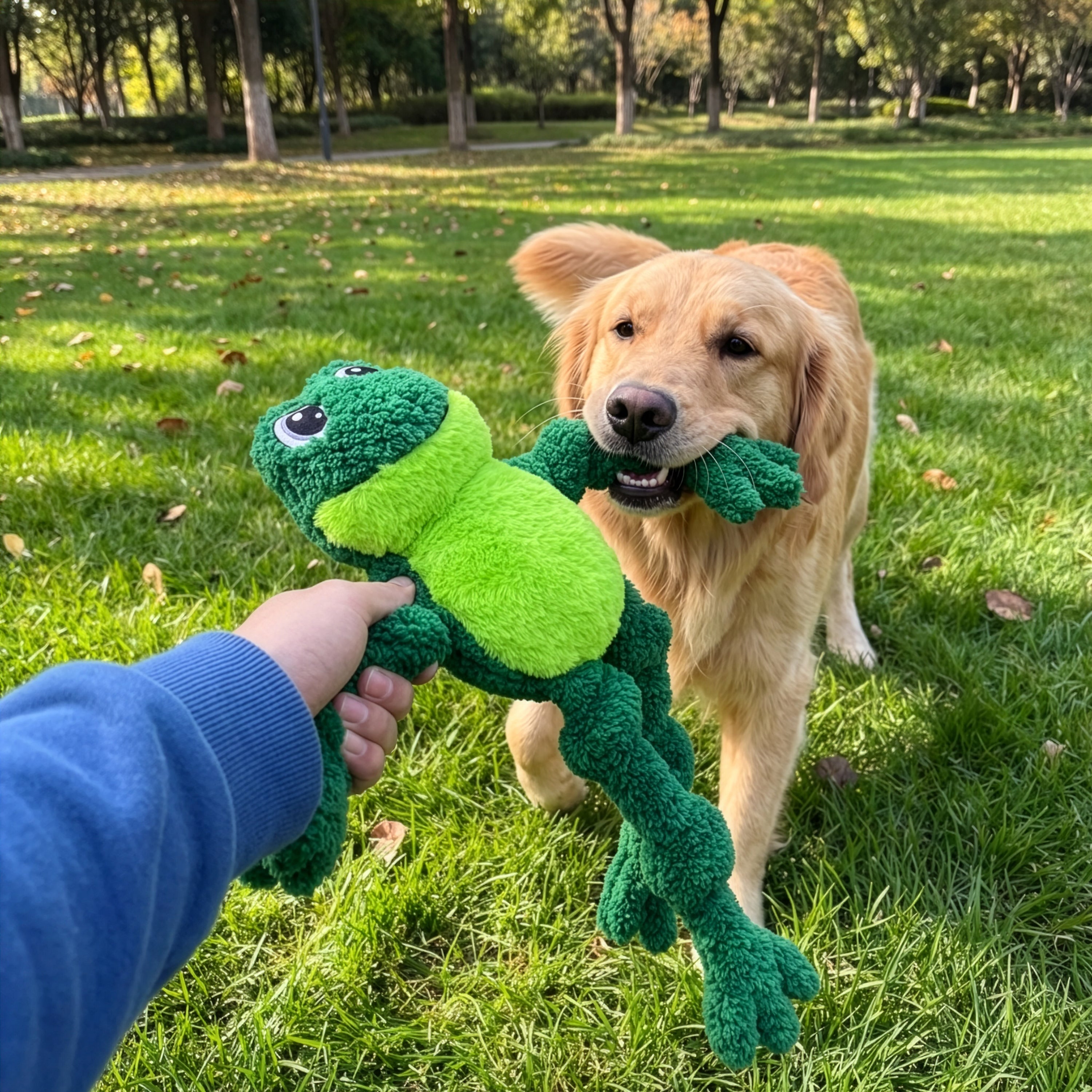 Dog with the KONG Dog Toys Knots Frog