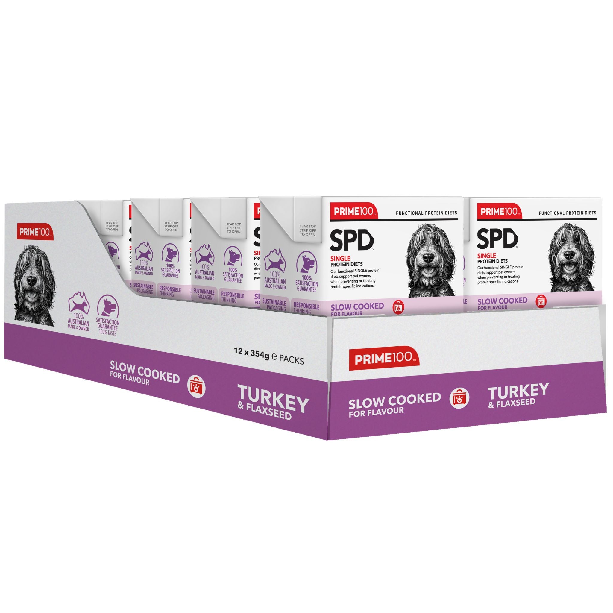 Prime100 SPD Slow Cooked Wet Dog Food Turkey & Flaxseed