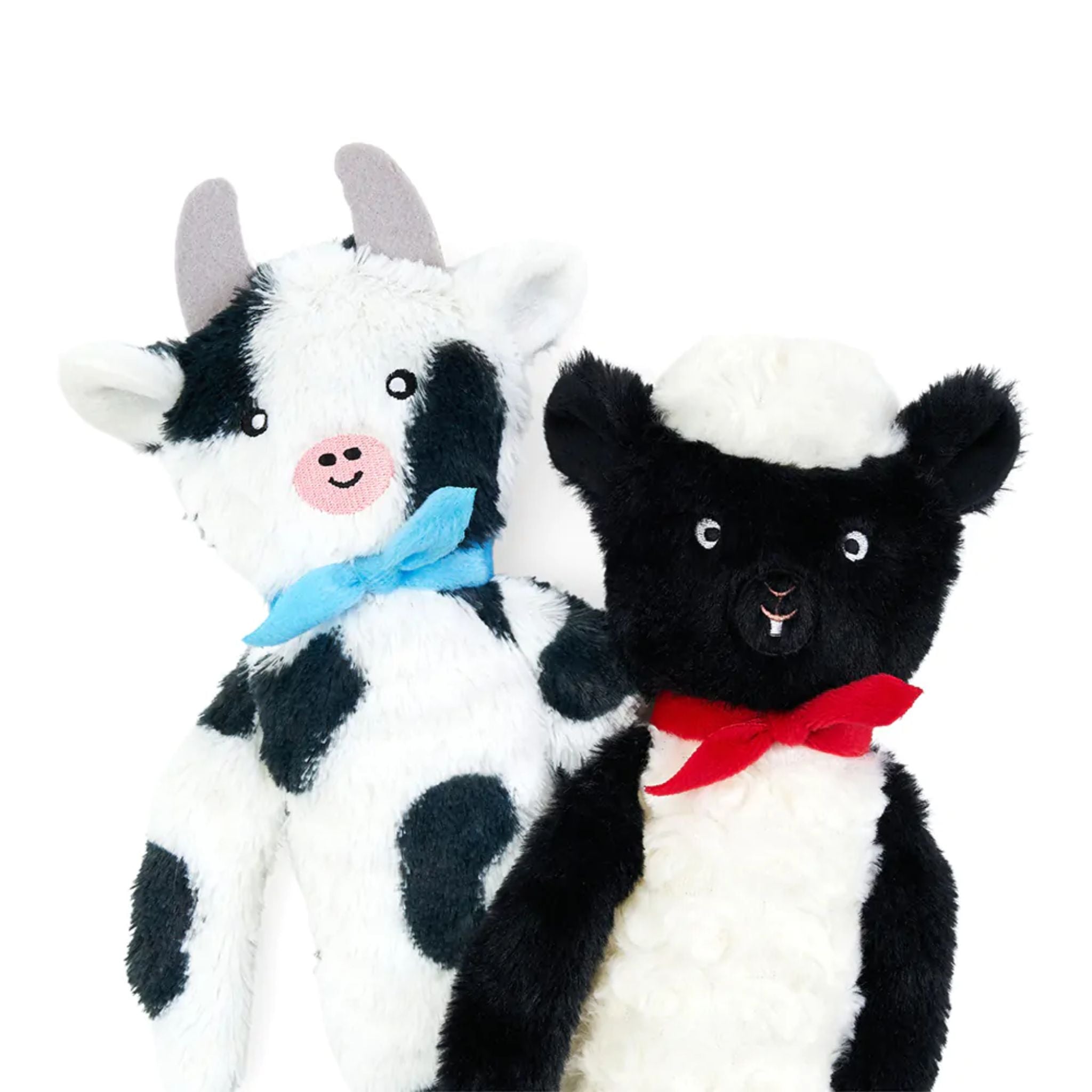 Zippy Paws Dog Toys Plush Fluppy Peltz - 2 Pack Sheep & Cow