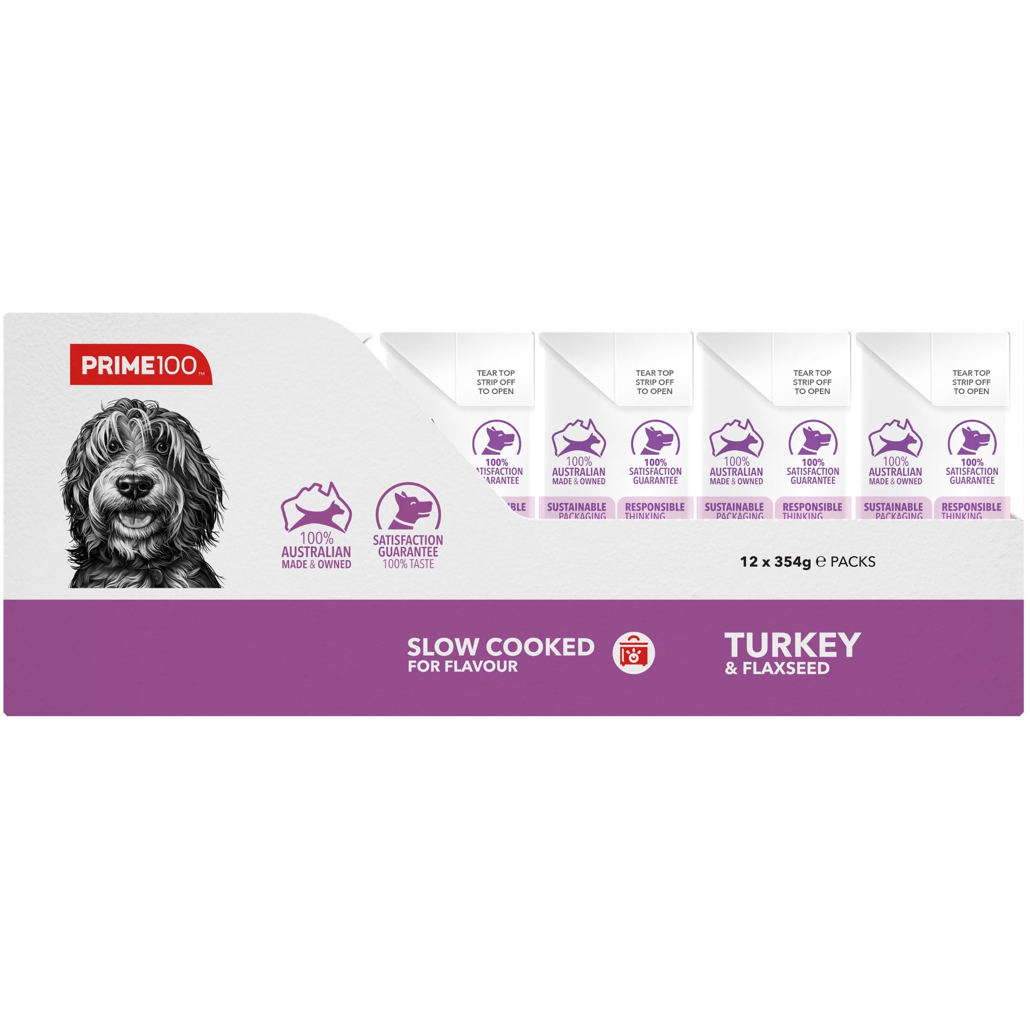 Prime100 SPD Slow Cooked Wet Dog Food Turkey & Flaxseed