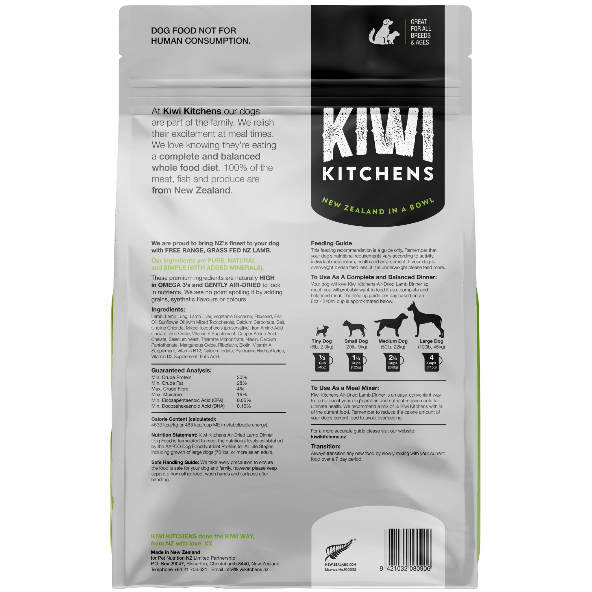 Kiwi Kitchens Air Dried Dog Food Lamb Dinner