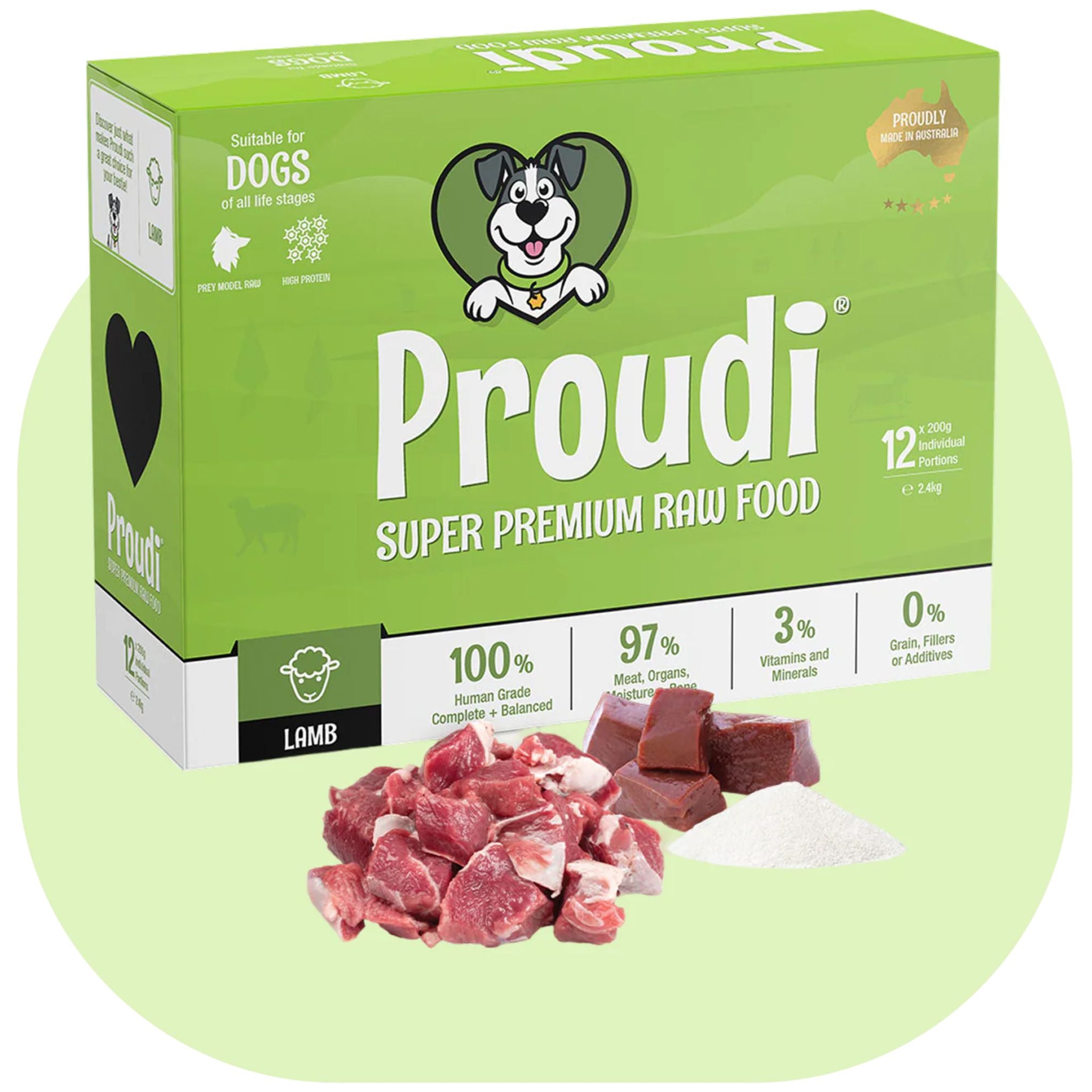 Proudi Lamb Raw Patties for Dogs