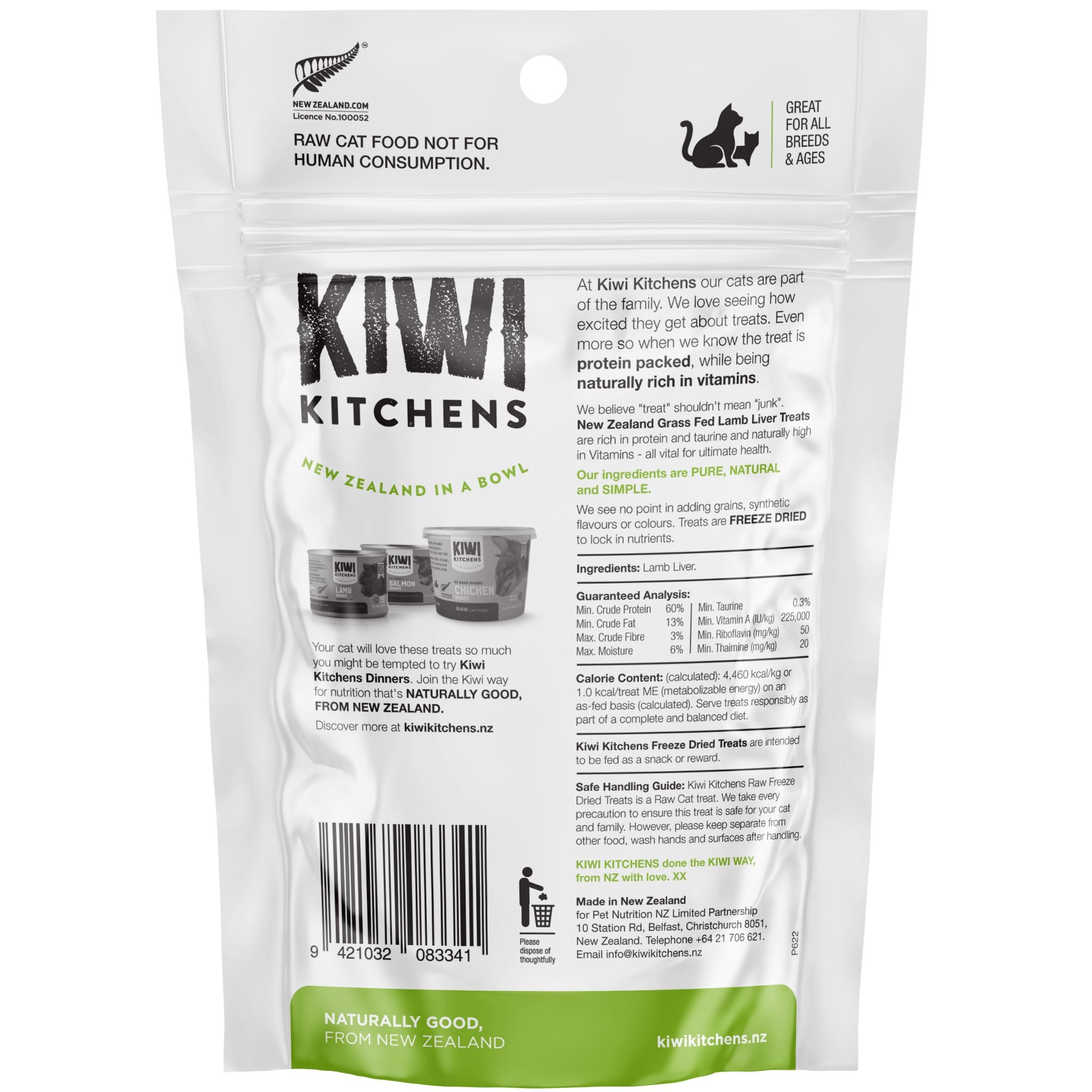 Kiwi Kitchens Freeze-Dried Cat Treat Lamb Liver