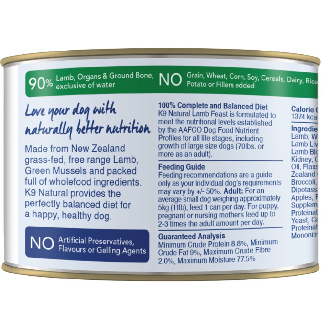 K9 Natural Canned Lamb Feast Wet Dog Food