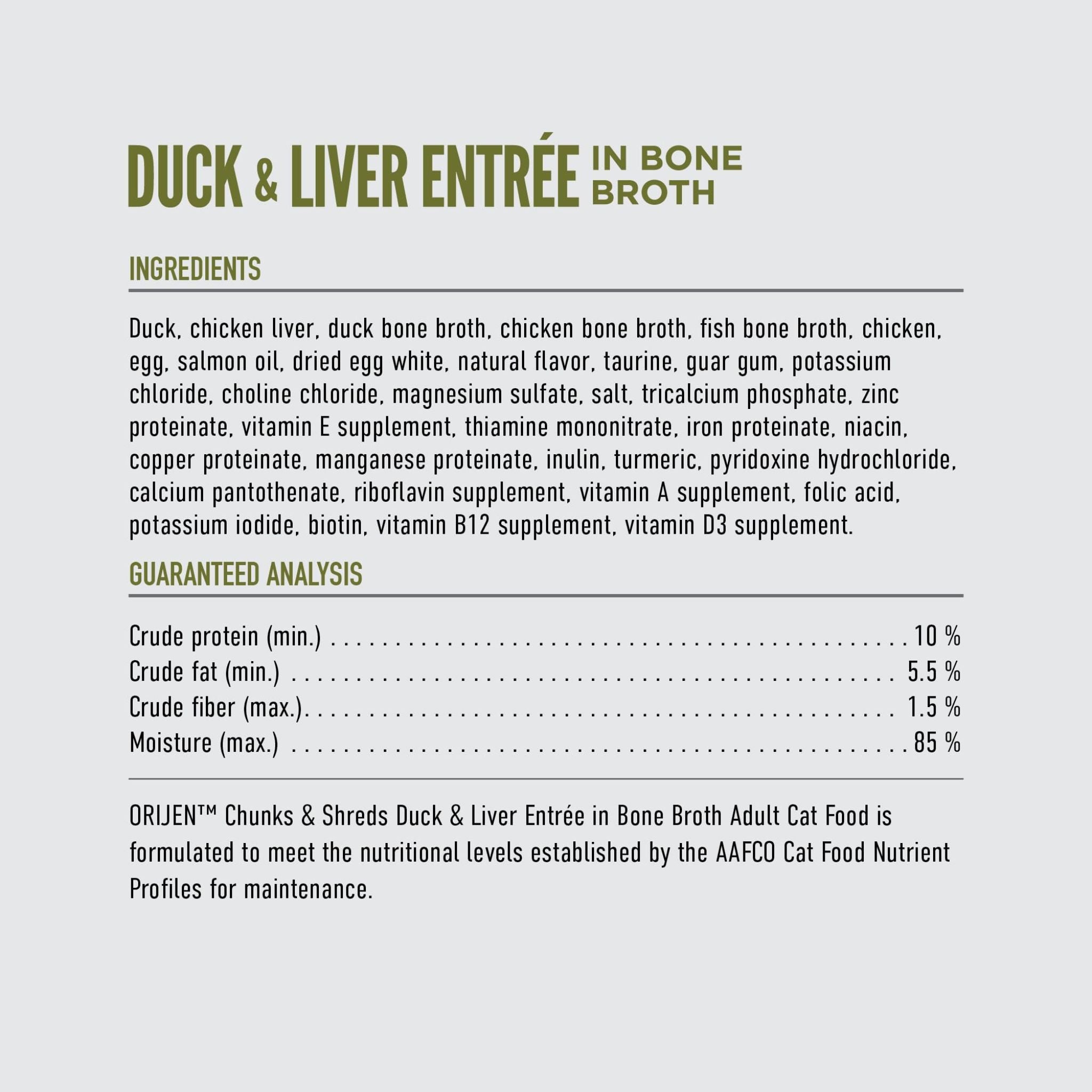 Orijen Wet Cat Food Chunks & Shreds Duck and Liver Entree