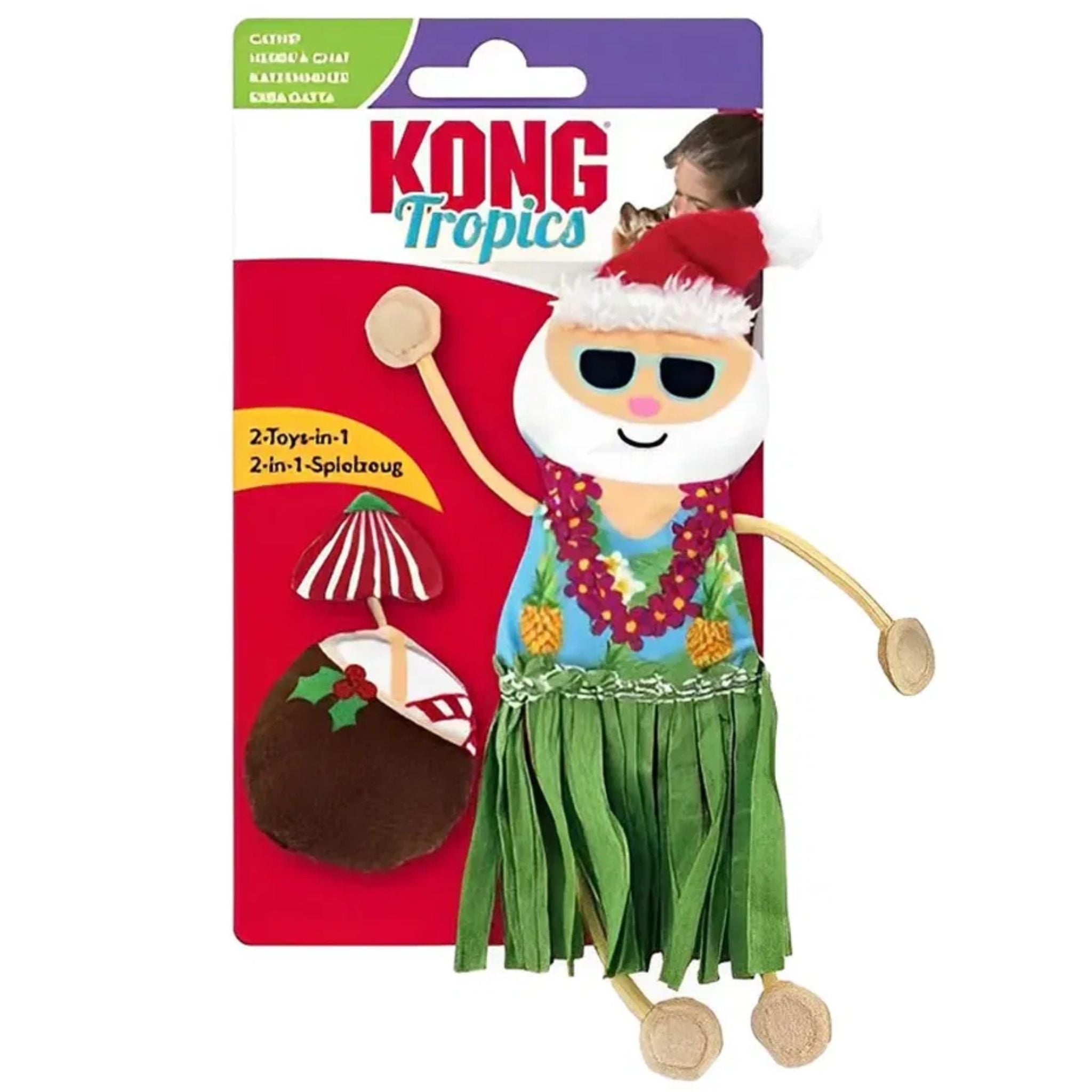 KONG Holiday Tropics Santa Cat Toys 2 Pack