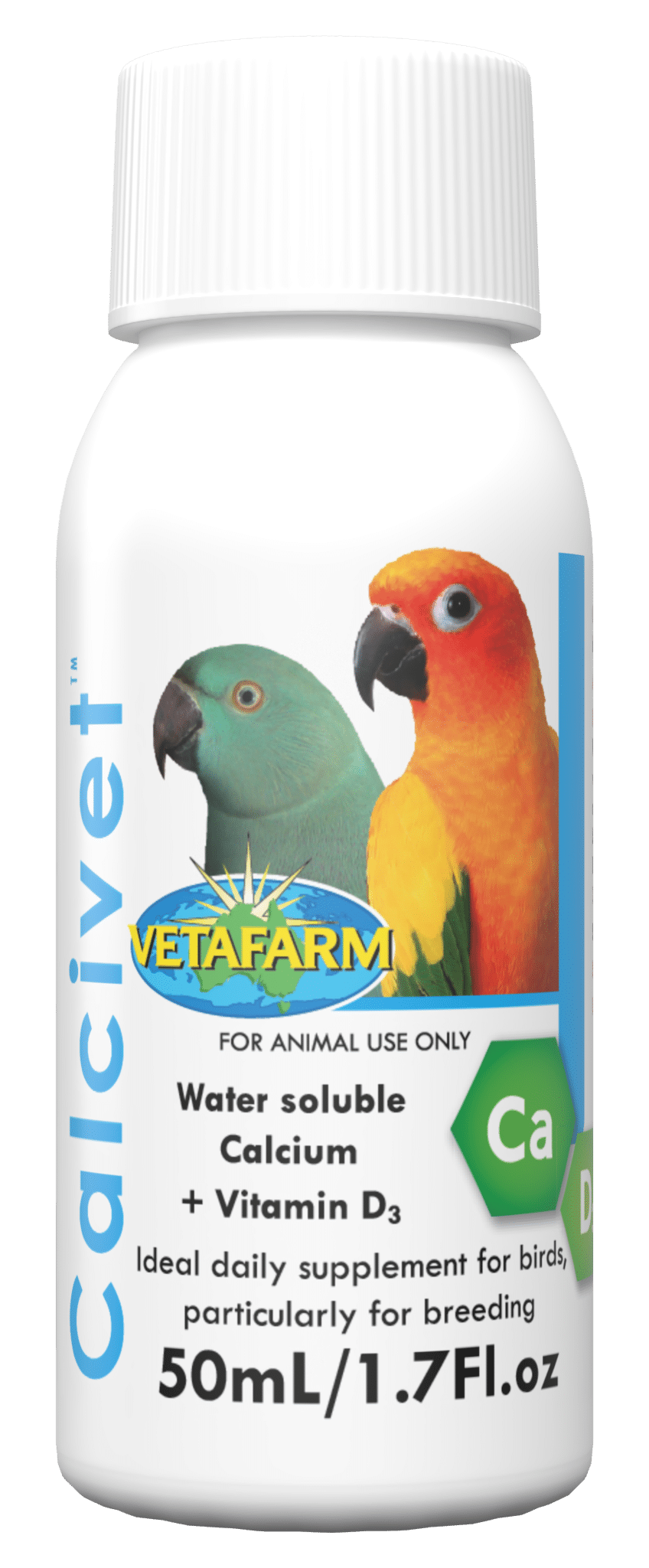 Vetafarm Calcivet calcium bird supplement 50ml – front of bottle