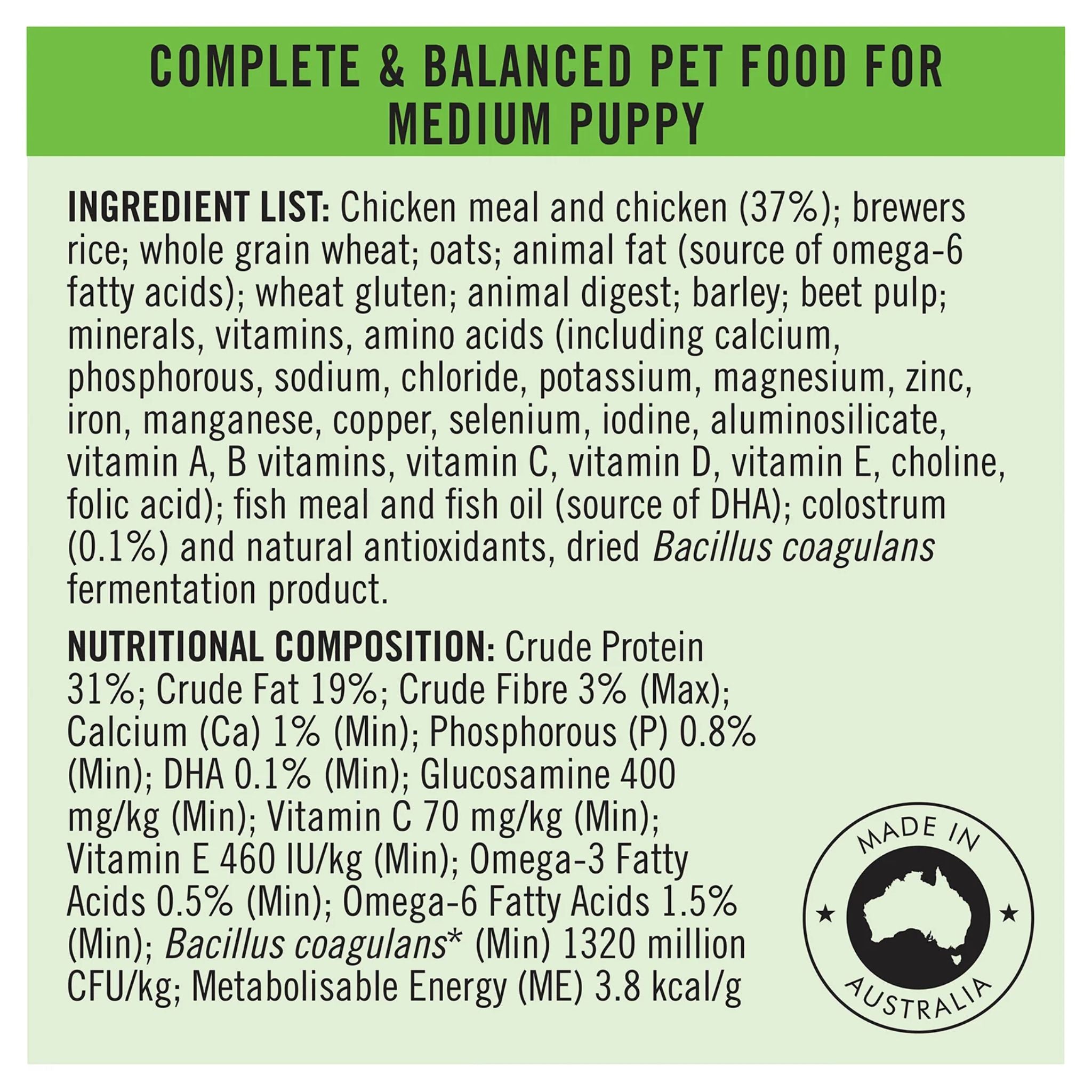PRO PLAN Puppy Medium Breed Chicken Dry Dog Food