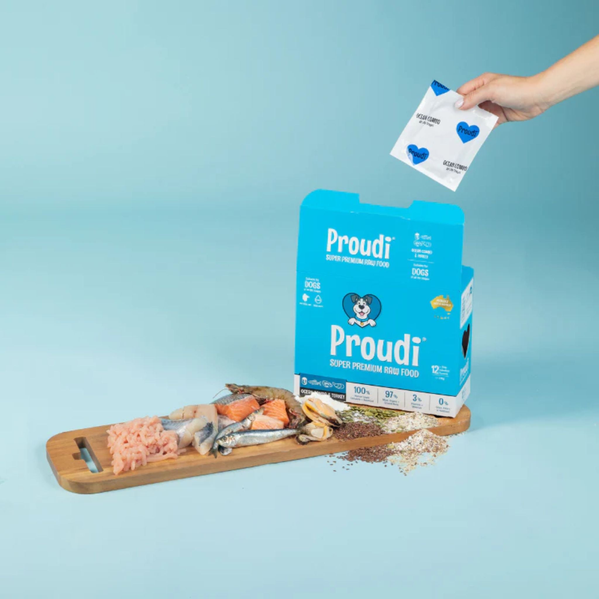 Proudi Ocean Combo and Turkey Raw Patties for Dogs