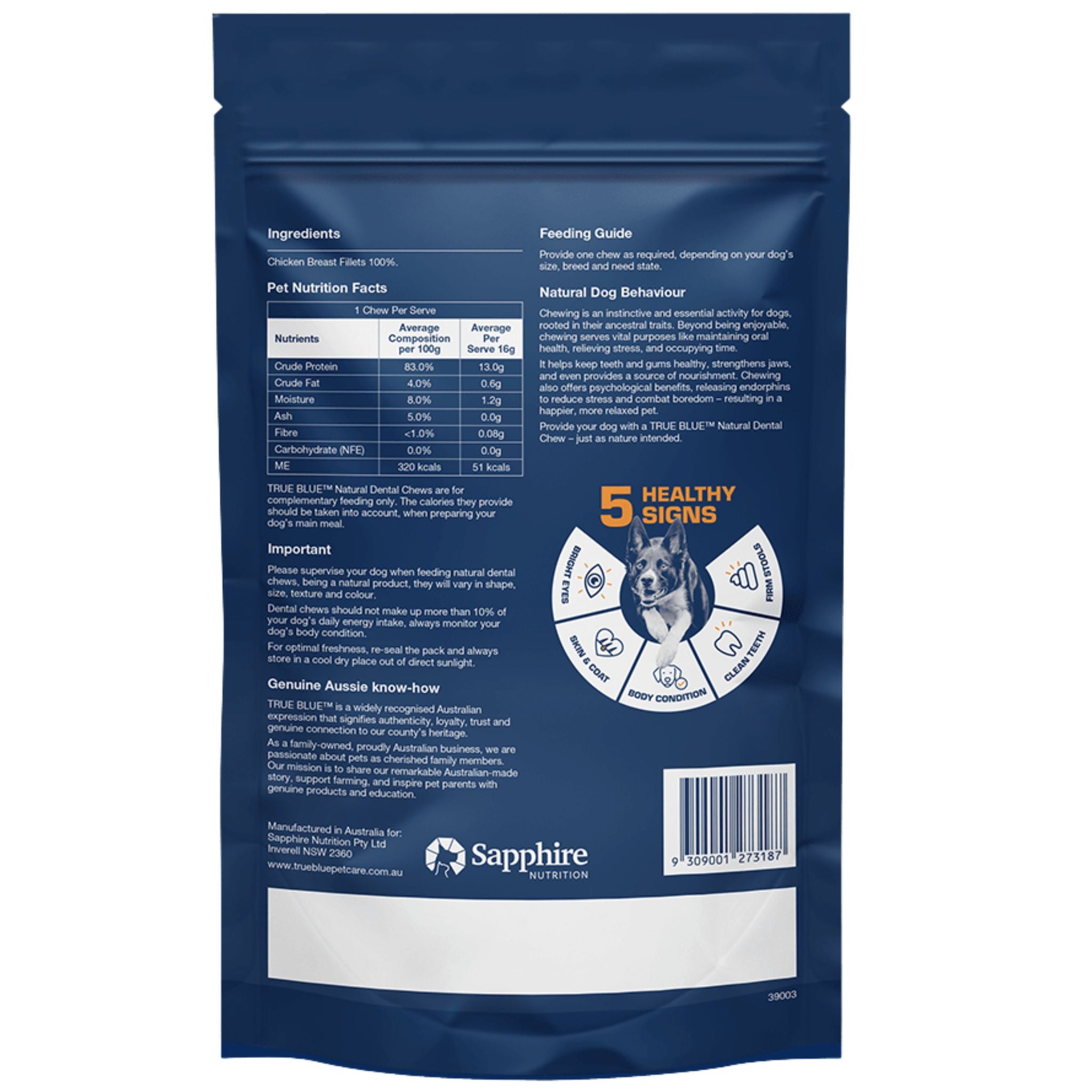 True Blue Air Dried Dog Treats Aussie Chicken Fillets