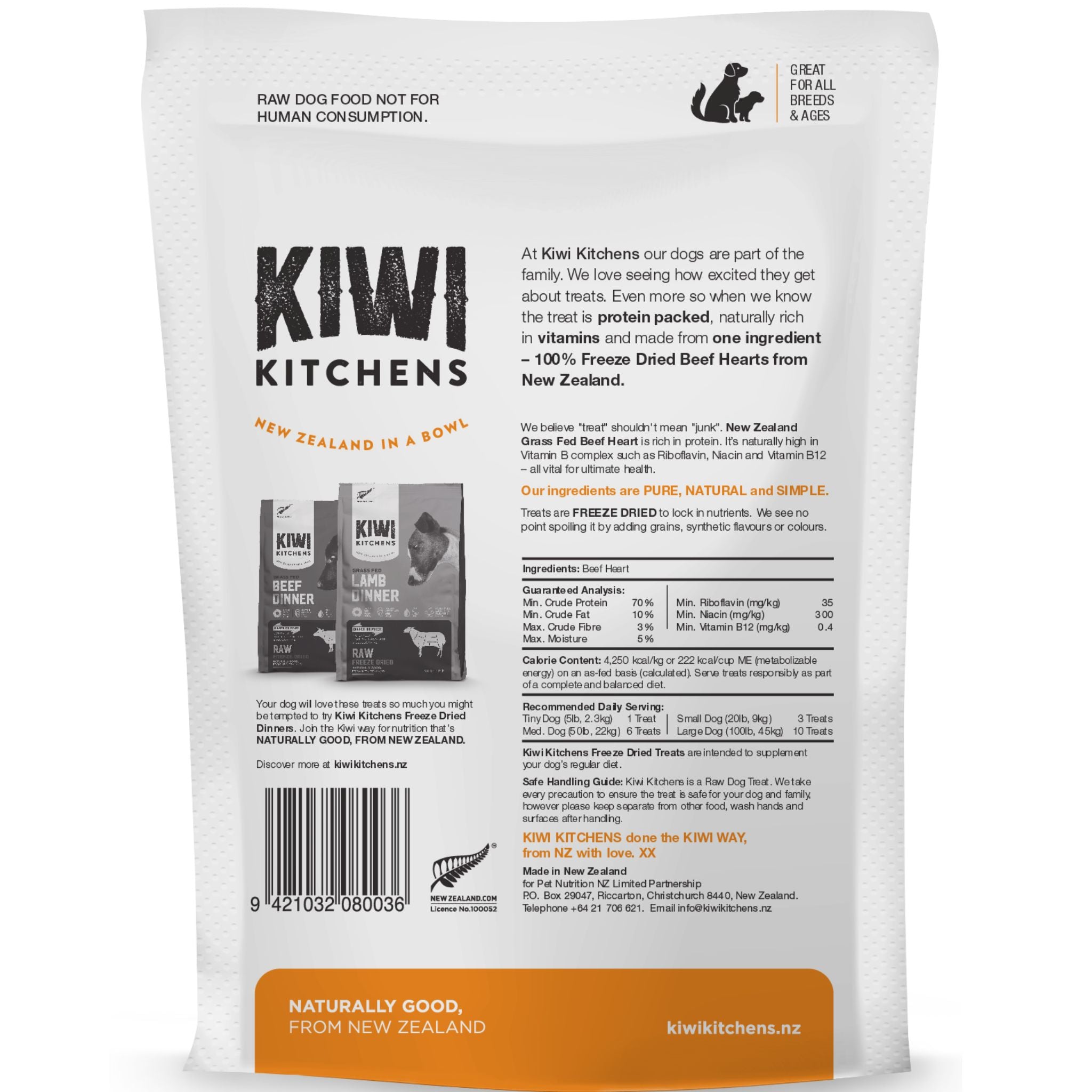 Kiwi Kitchens Freeze-Dried Dog Treats Beef Heart