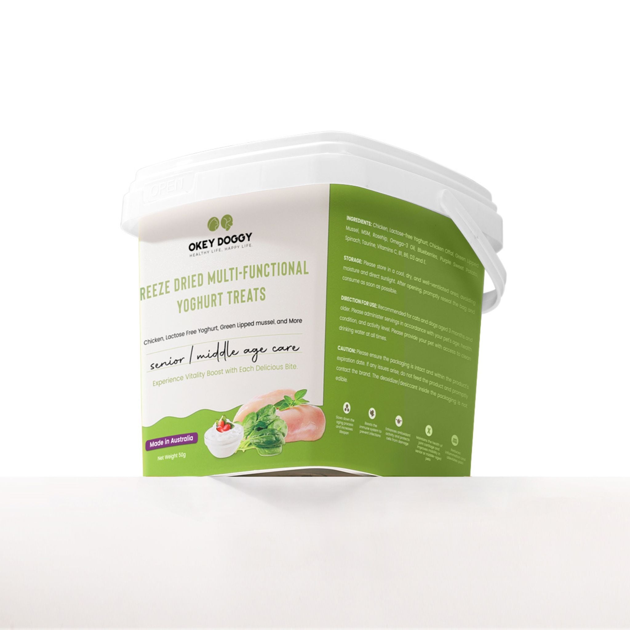 Okey Doggy Freeze Dried Multi-Functional Yoghurt Treats for Dogs & Cats Senior Middle Age Care