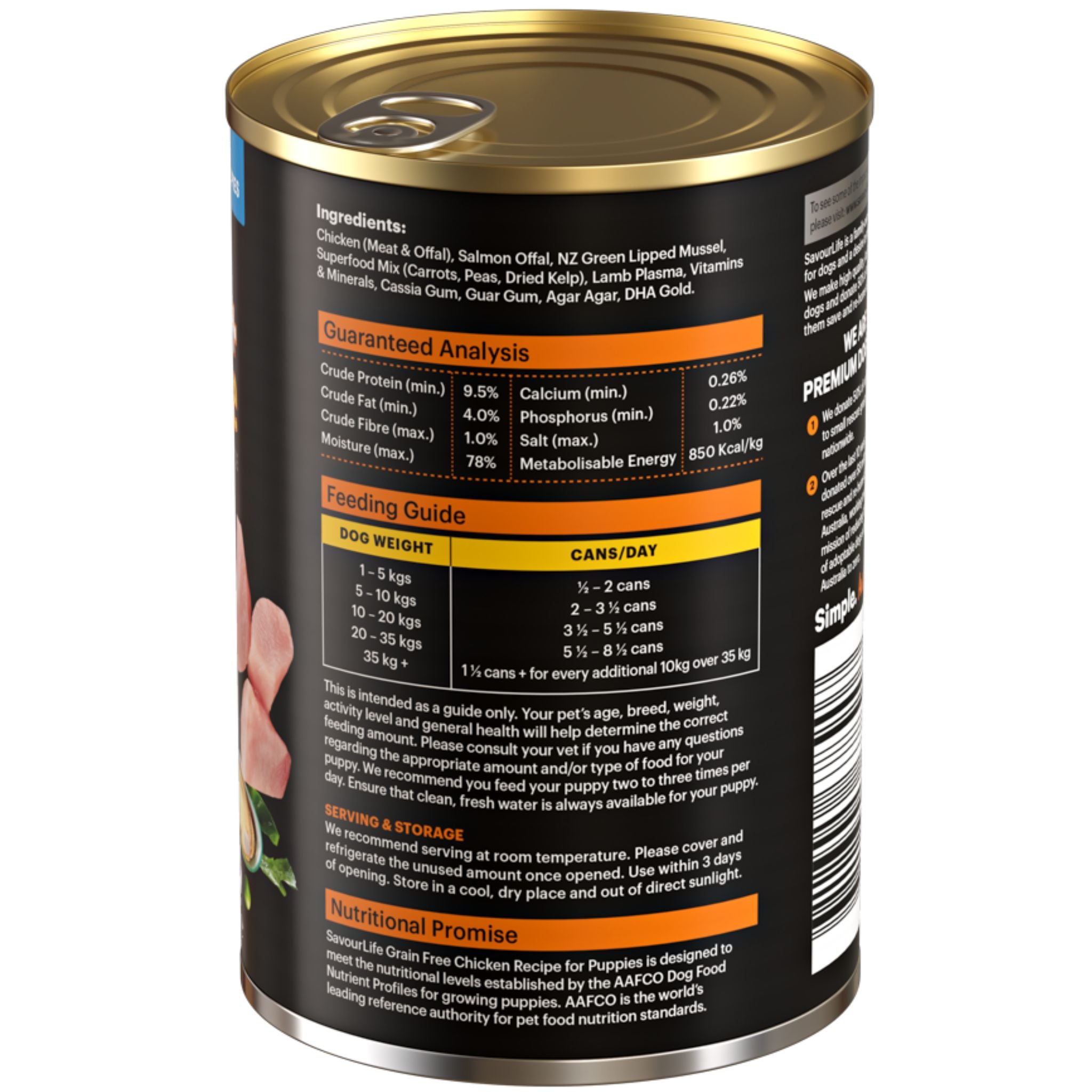 SavourLife Grain Free Puppy Chicken Wet Dog Food Cans