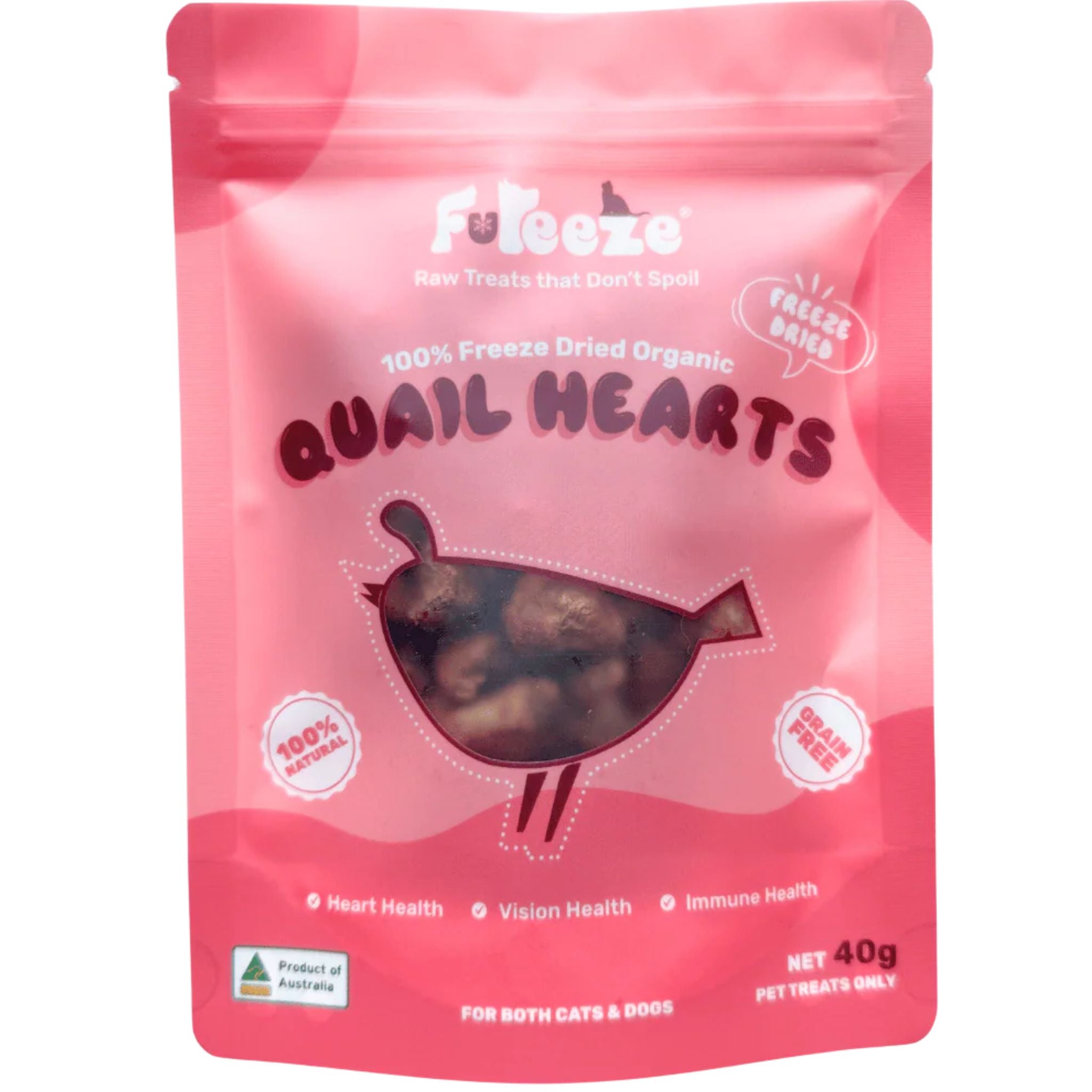 FuReeze Quail Hearts Freeze Dried Pet Treats