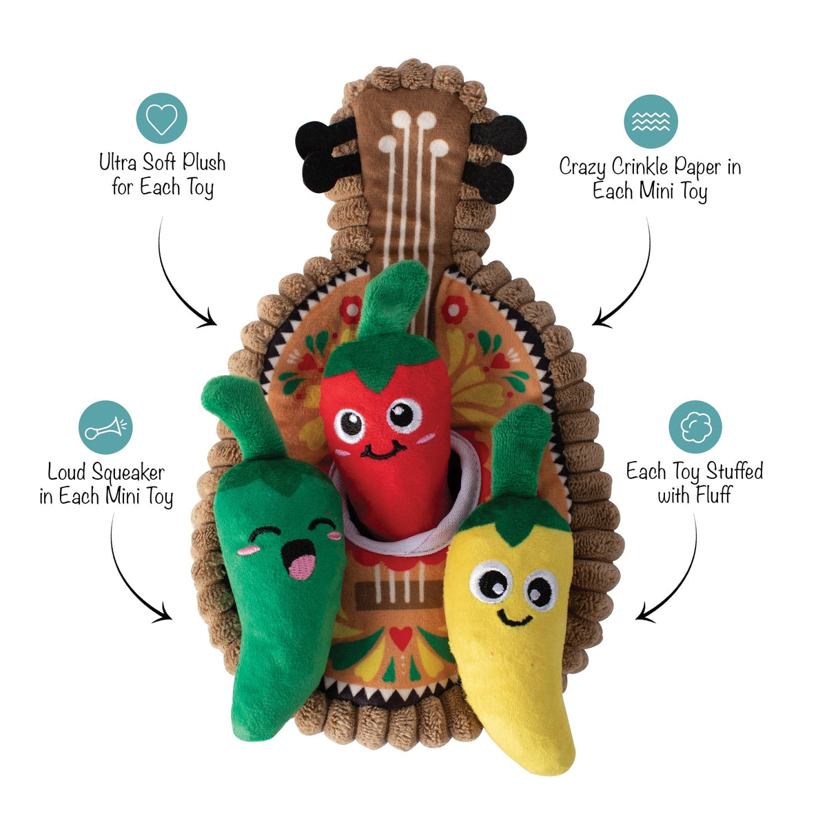 Fringe Studio Hide and Seek Dog Toy - Fiesta Till You Siesta — alternate view