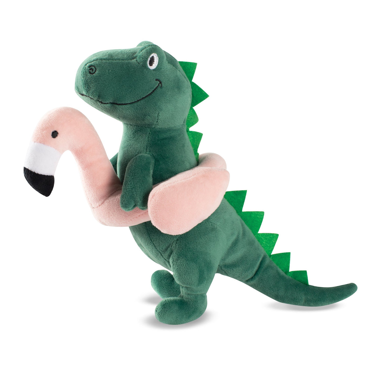 Fringe Studio Plush Squeaker Dog Toy - Pool Time Rex — front view