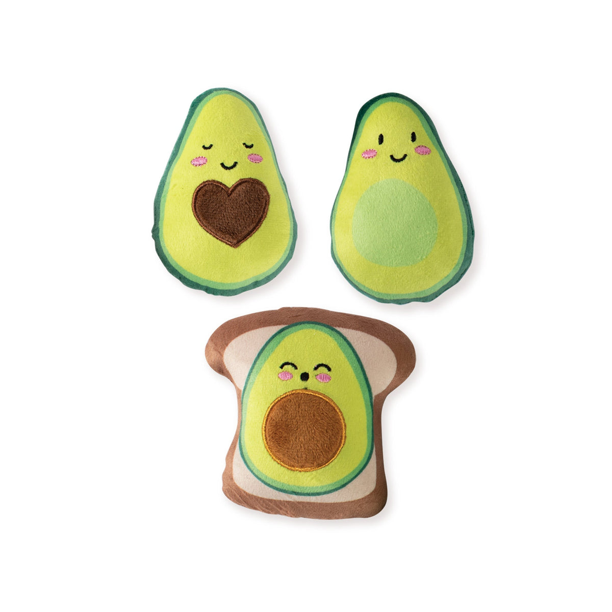 Fringe Studio Plush Dog Toy Set - Avocado on Toast — front view